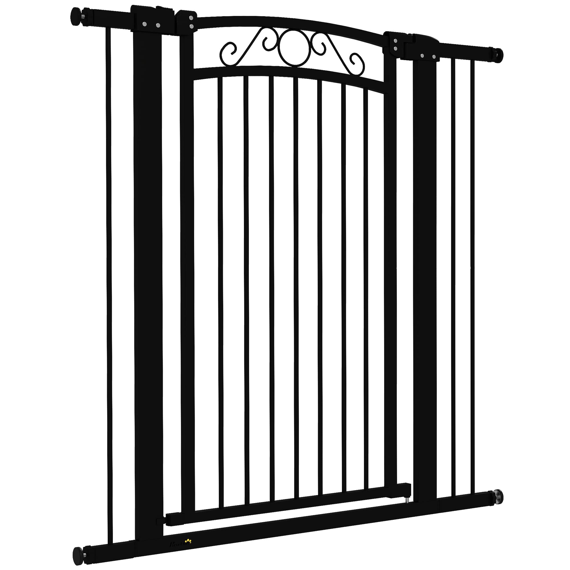 PawHut Barreira de Segurança para Cães Extensível 76-102x4x104 cm Barreira para Animais de Estimação com Duplo Bloqueio Preto   Aosom Portugal