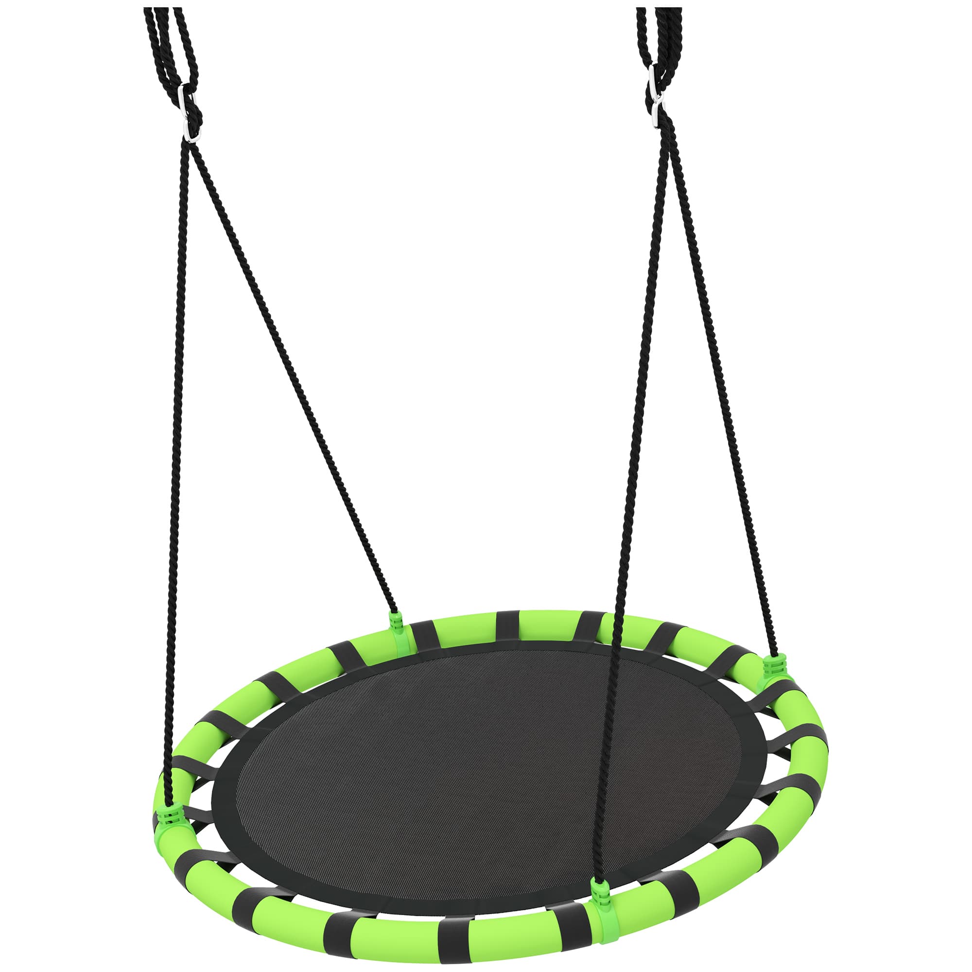 AIYAPLAY Baloiço para Crianças Redondo Baloiço de Jardim Infantil Ajustável Impermeável Carga 150 kg Ø100x180 cm Preto e Verde   Aosom Portugal