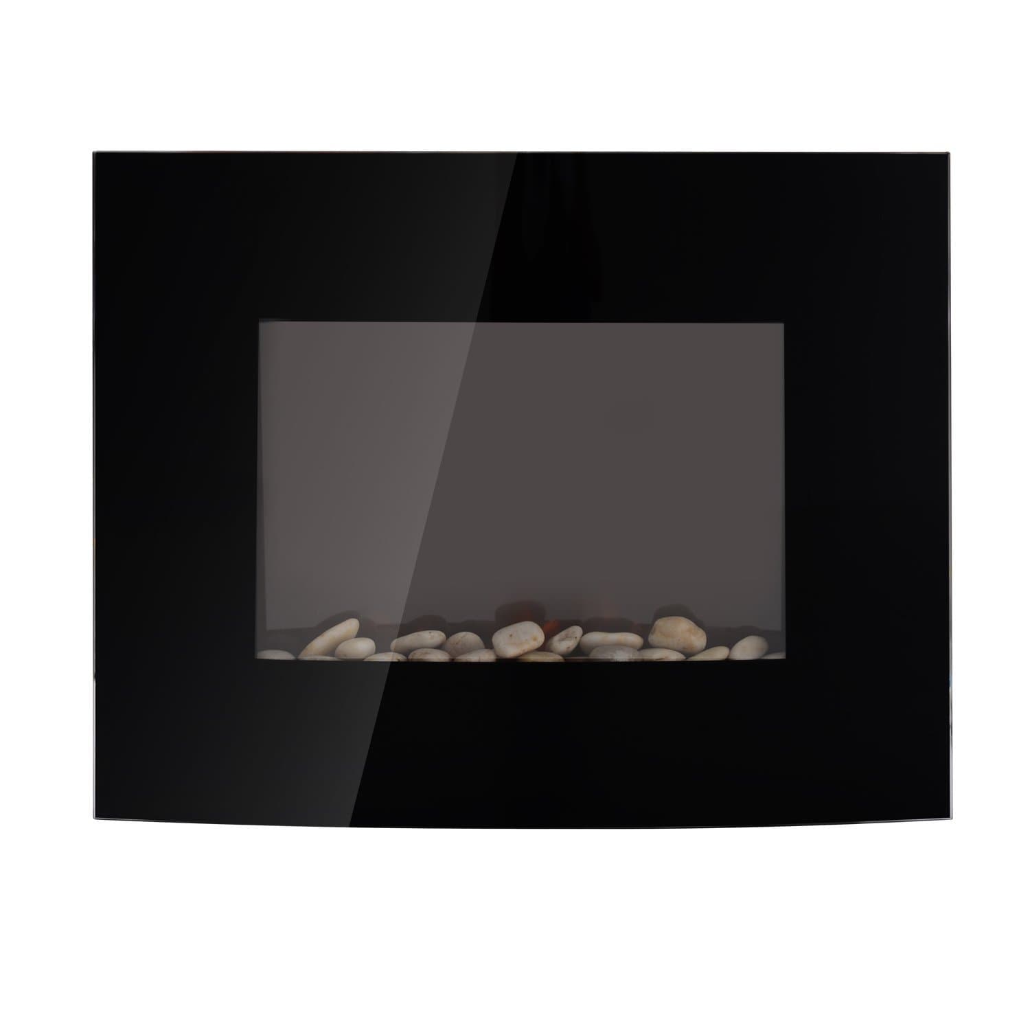 HOMCOM Lareira Elétrica de Parede  Potência 900/1800W Controlo Remoto Efeito de Chama Realista em 7 Cores 65x11,4x52cm Preto   Aosom Portugal