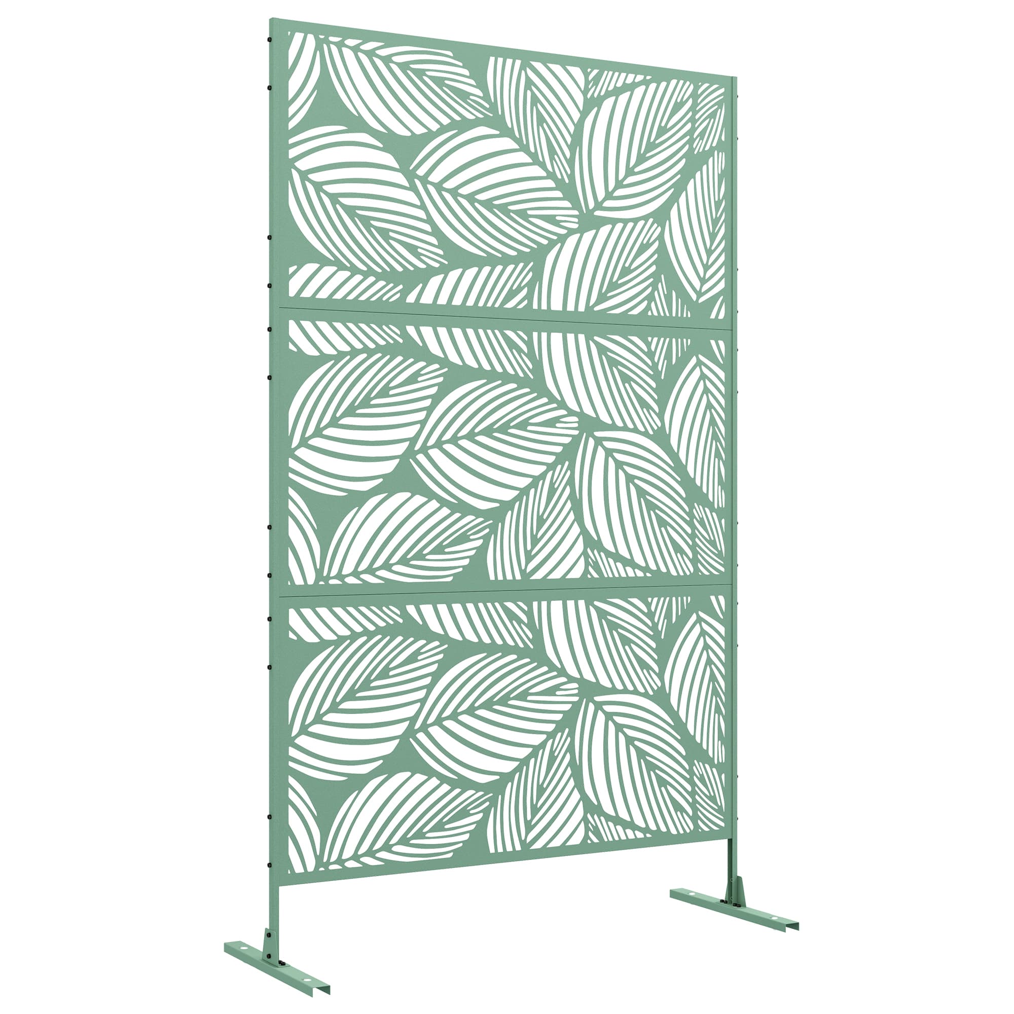 Outsunny Biombo Exterior Separador Ambientes 3 Peças Padrão Flores Estrutura Aço Resistente 122x45x198 cm Verde   Aosom Portugal