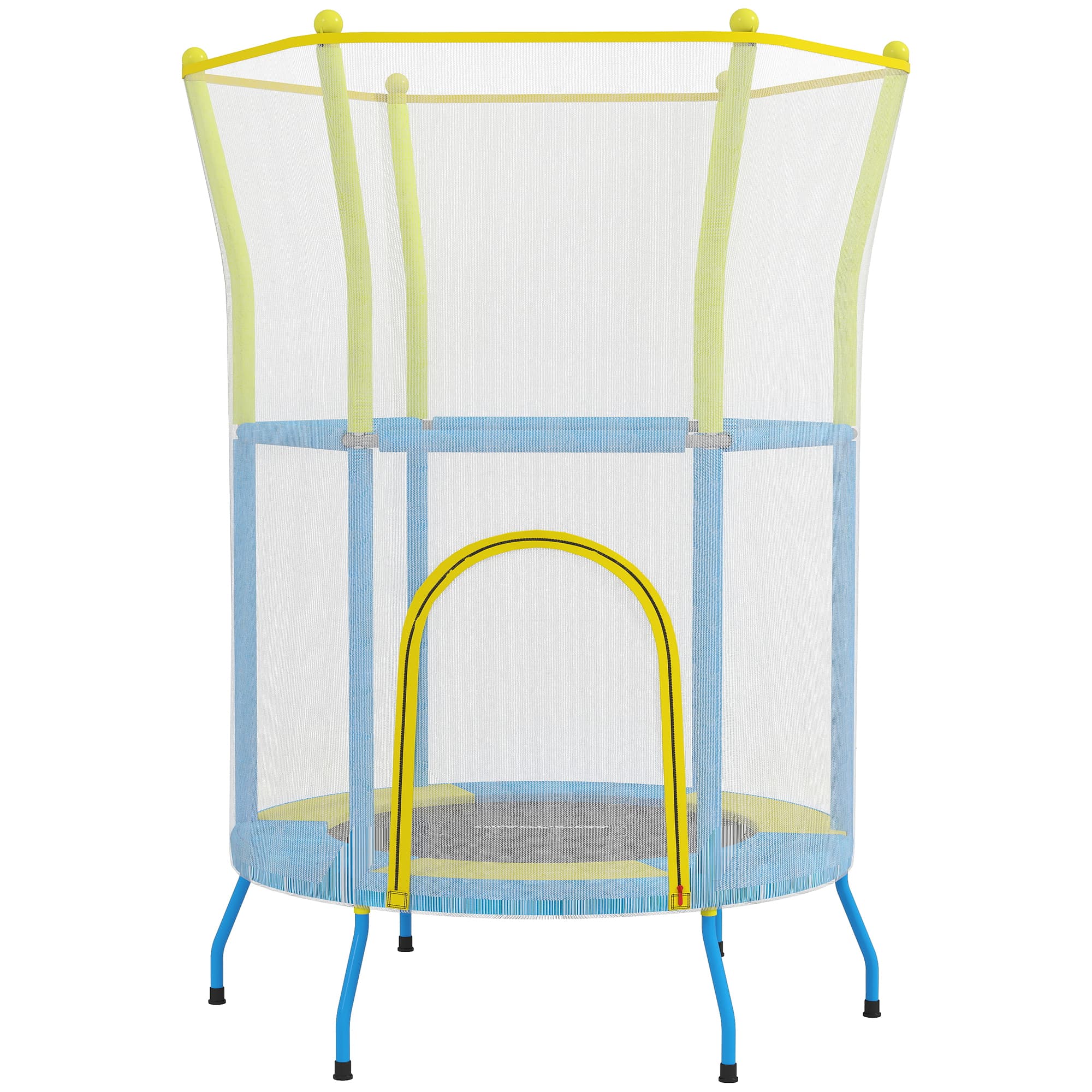AIYAPLAY Trampolim para Crianças Ø140x190 cm com Rede de Segurança Barras Acolchoadas Carga 45 kg para Interior Multicolor   Aosom Portugal
