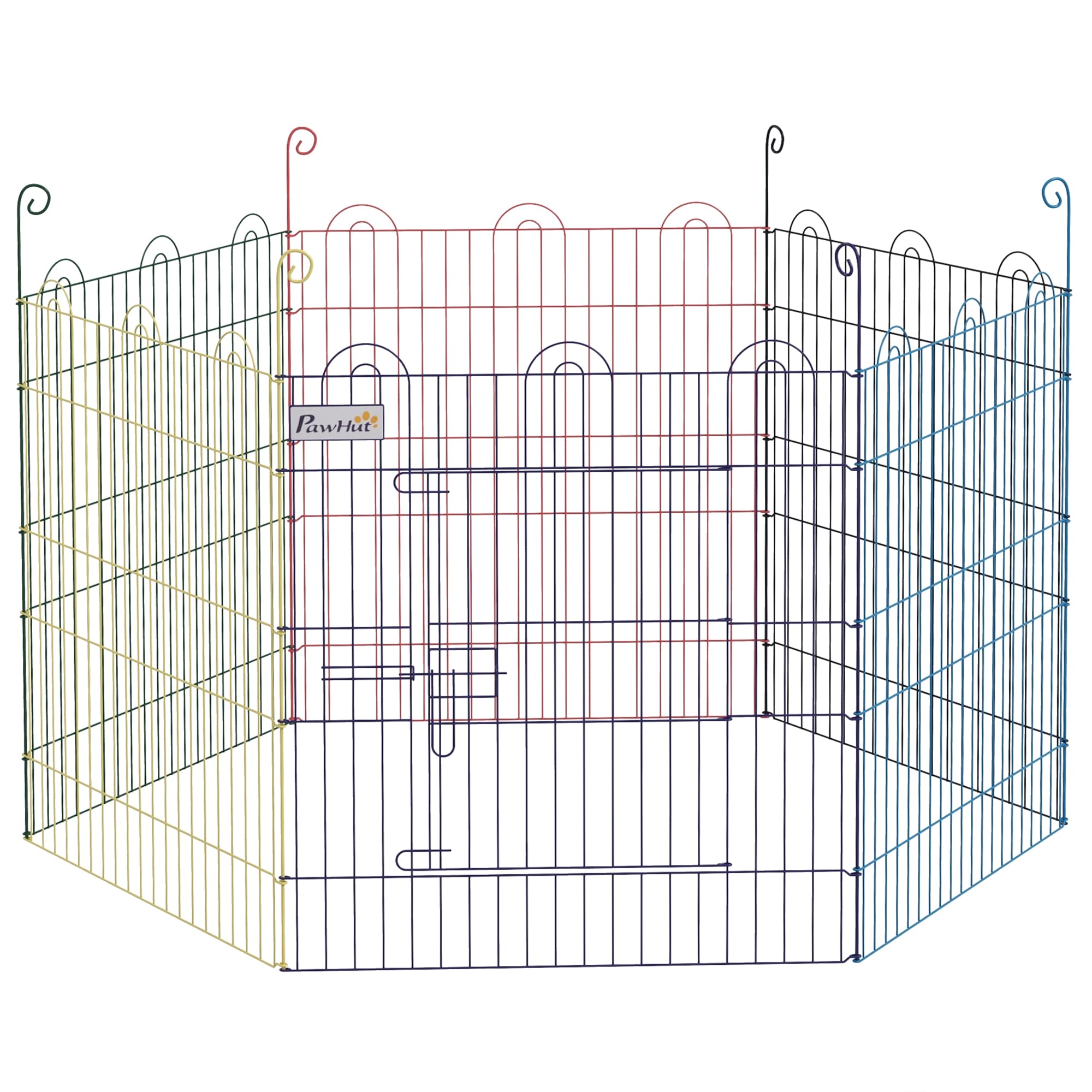 PawHut Parque para Animais de Estimação Parque para Cães Dobrável com 6 Painéis para Jardim Pátio Exterior Ø120x60 cm Multicor   Aosom Portugal