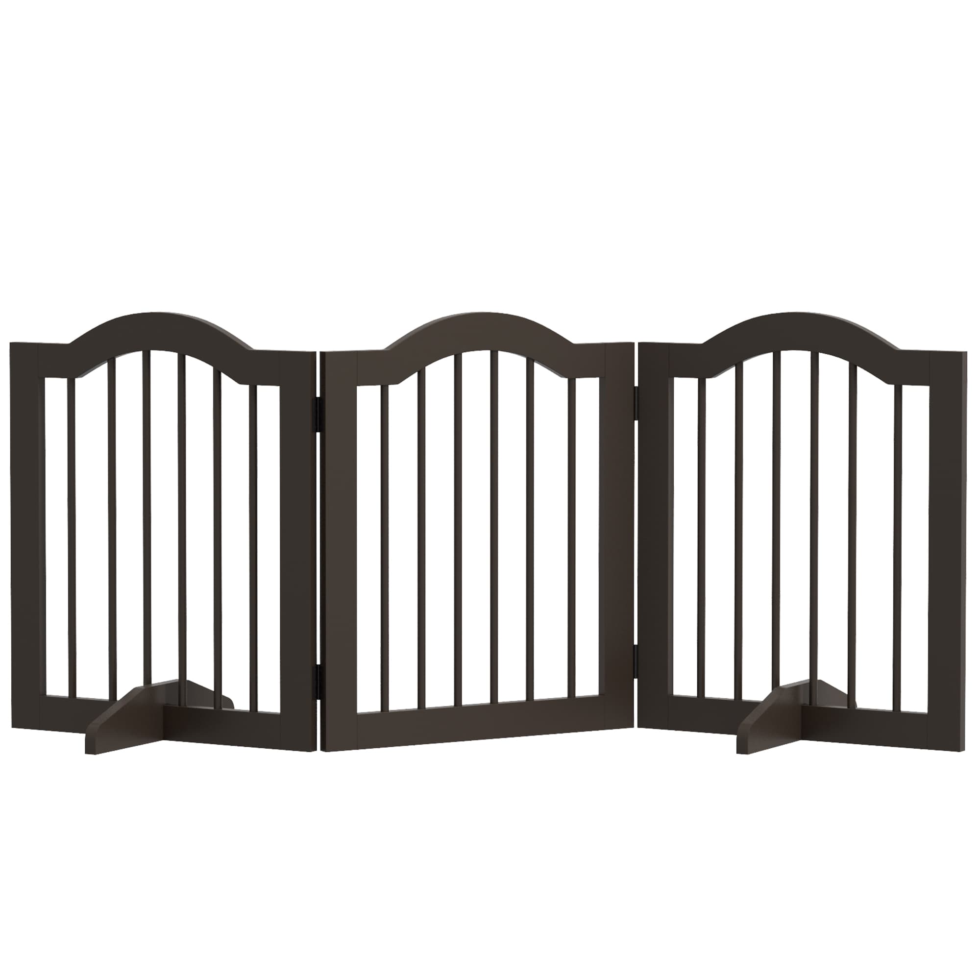 PawHut Barreira de Segurança Dobrável para Cães Pequenos Barreira de Proteção para Animais de Estimação 154,5x29,5x61 cm Marrom Escuro   Aosom