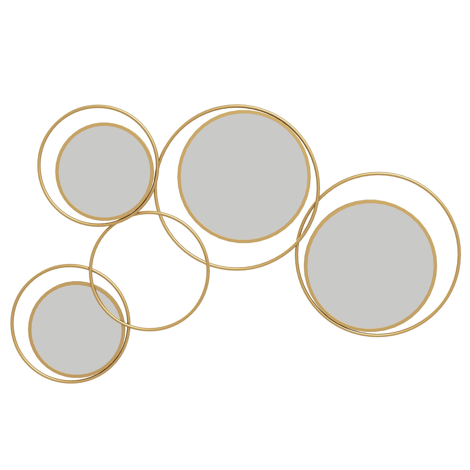 HOMCOM Espelho Decorativo de Parede em Metal 3D Decoração de Parede Metálica com 4 Espelhos Redondos para Corredor 110x68 cm Dourado   Aosom