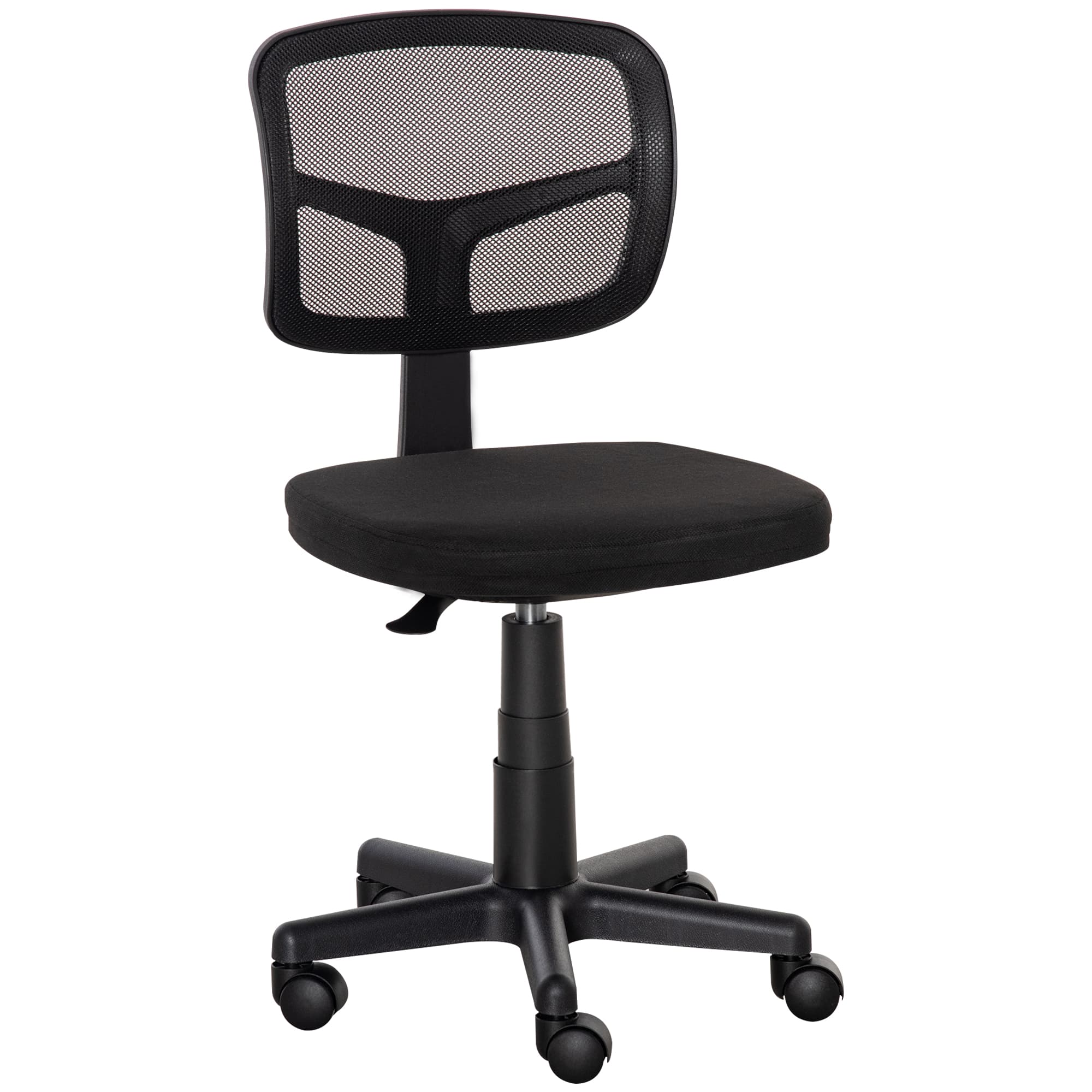 Vinsetto Cadeira Escritório Operativa Cadeira de Escritório Giratória 360° Altura Ajustável Suporte Lombar 43x48x77,5-89,5cm Preto   Aosom