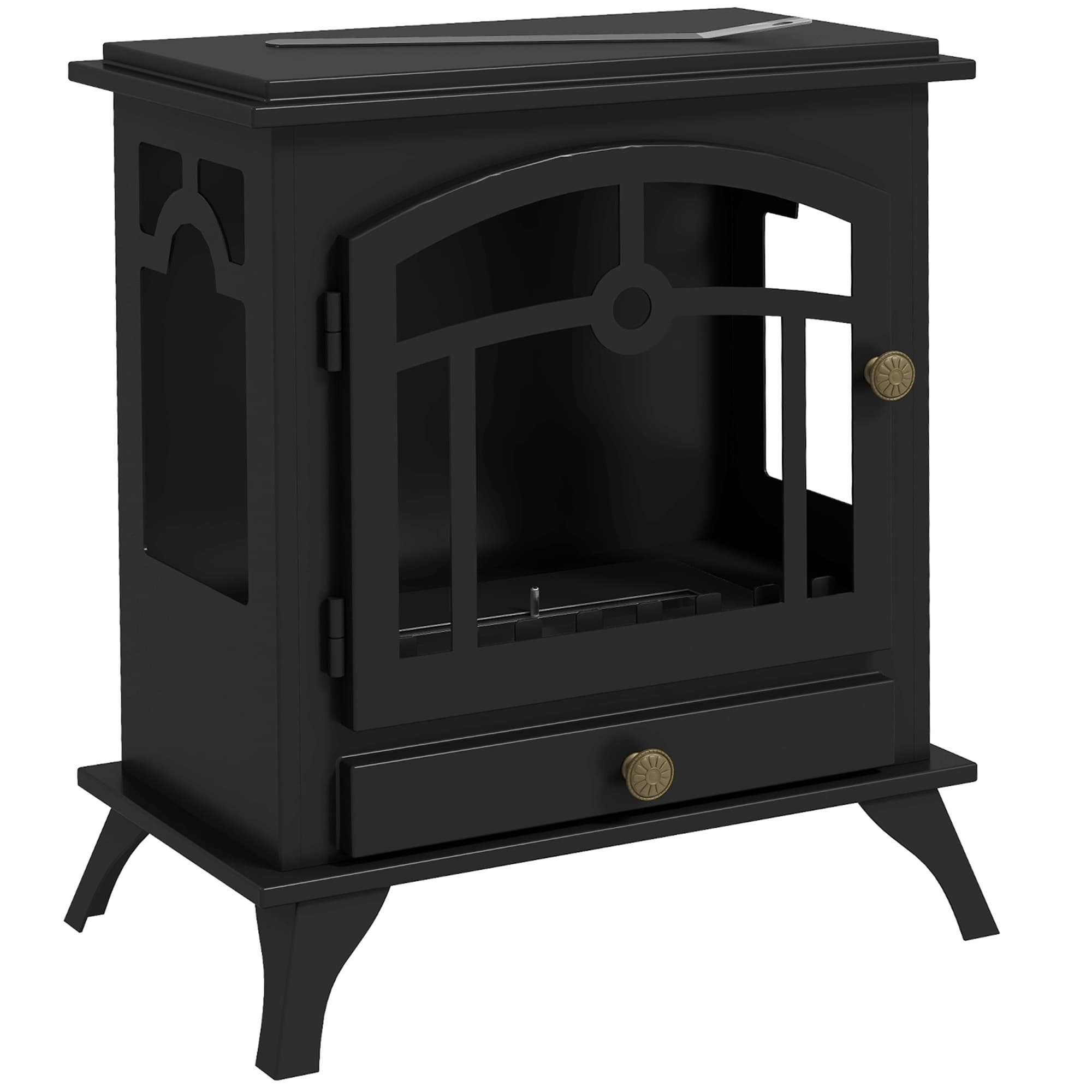 HOMCOM Lareira Bioetanol Depósito 0,9 L Tempo Combustão 3H Interiores 20-25 m² Eficiente Design Moderno 45x28x54 cm Preto   Aosom Portugal