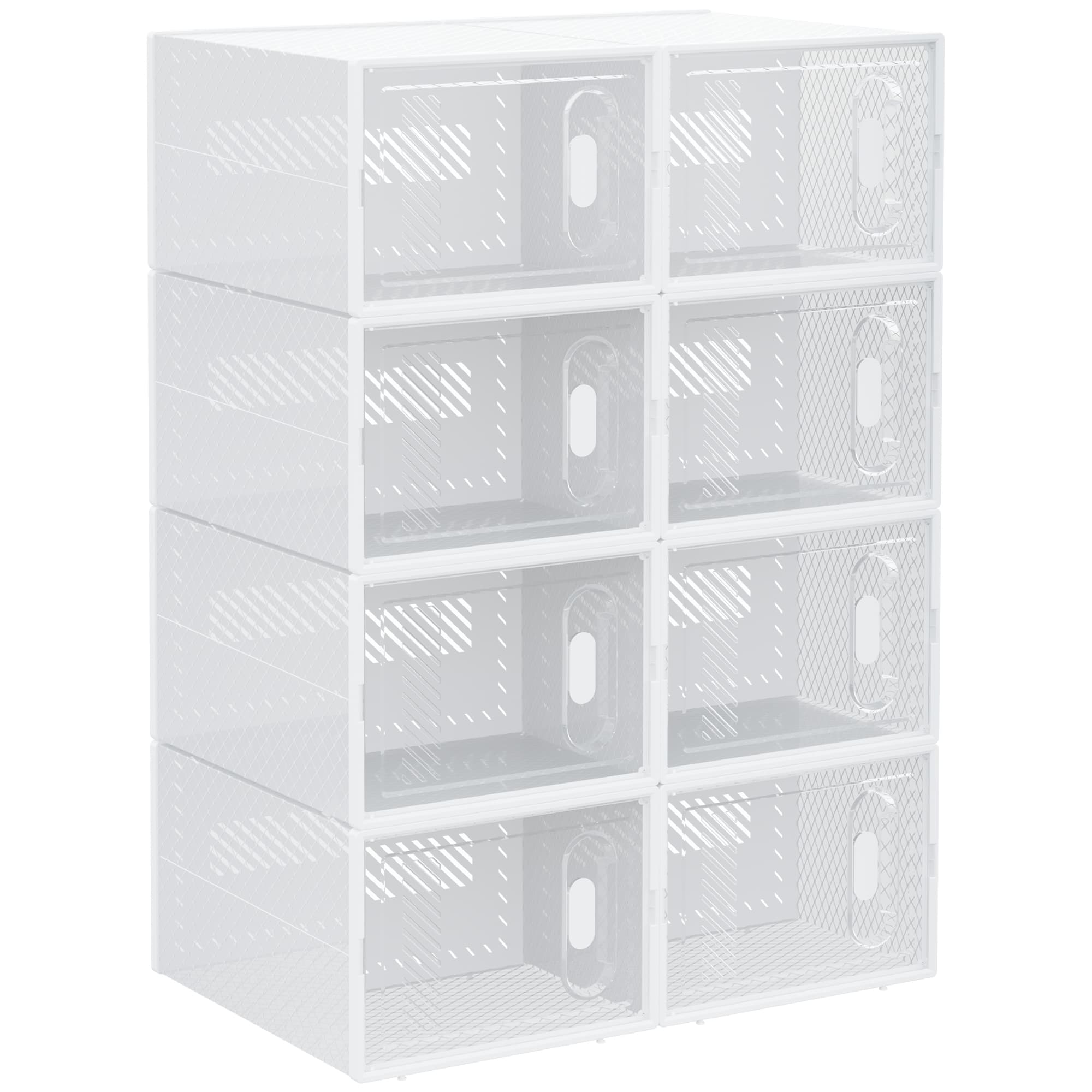 HOMCOM Sapateira Modular Plástico 8 Cubos Portas Magnéticas Organizador Sapatos 25x35x19cm Transparente   Aosom Portugal