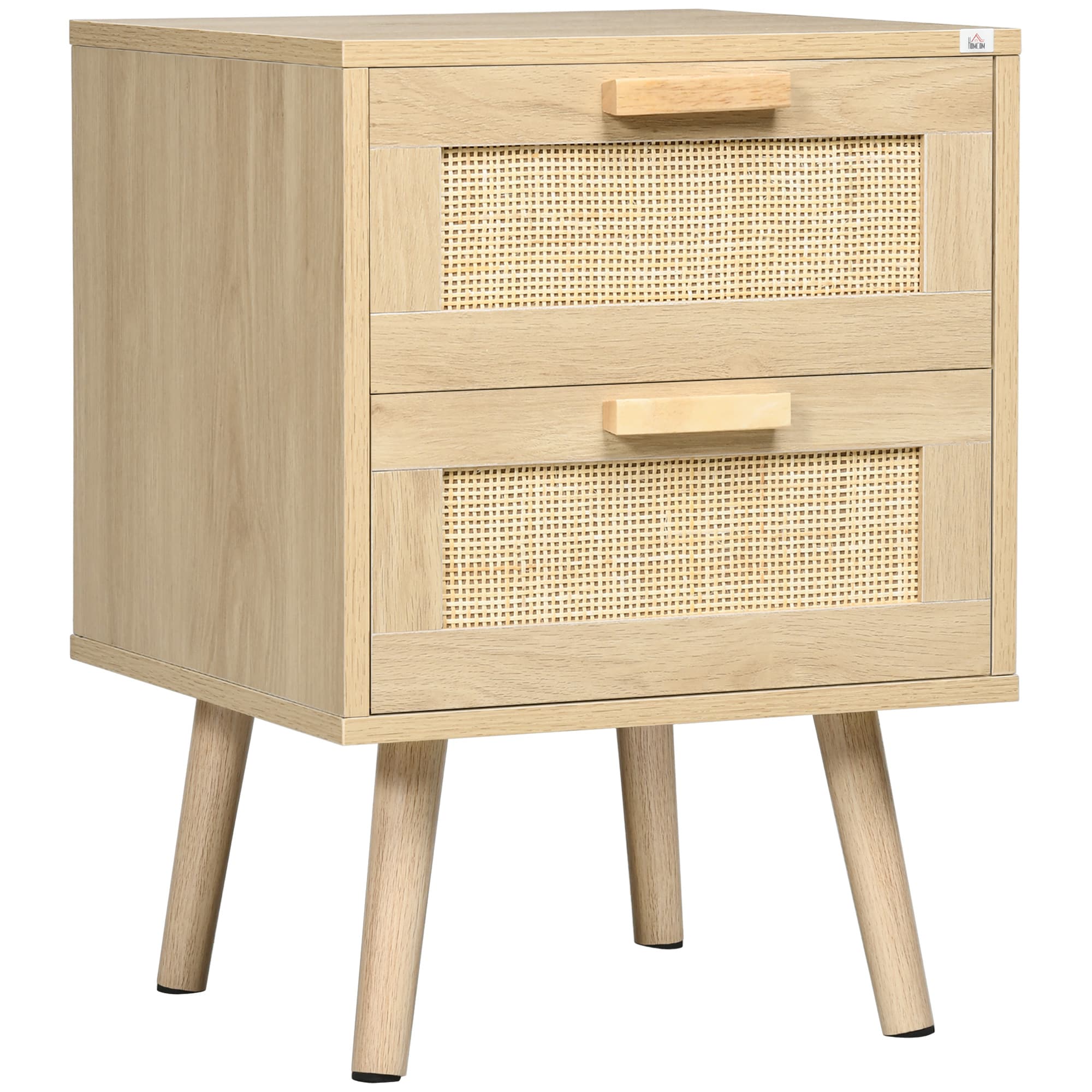 HOMCOM Mesa Cabeceira Boémia 2 Gavetas Pés Madeira Design Único 40x40x56 cm Estilo Vintage Madeira   Aosom Portugal