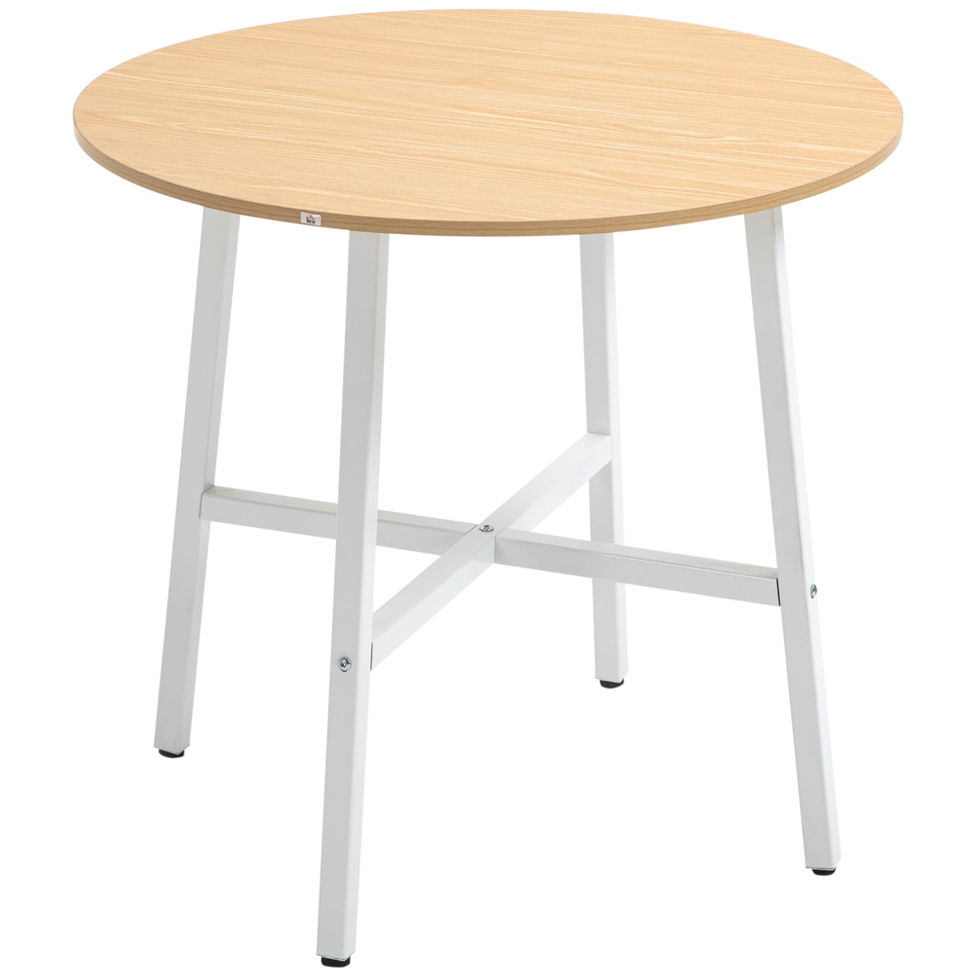 HOMCOM Mesa de Sala de Jantar Redonda para 4 Pessoas Mesa de Cozinha Moderna com Pés de Aço Ø80x76 cm Madeira e Branco   Aosom Portugal