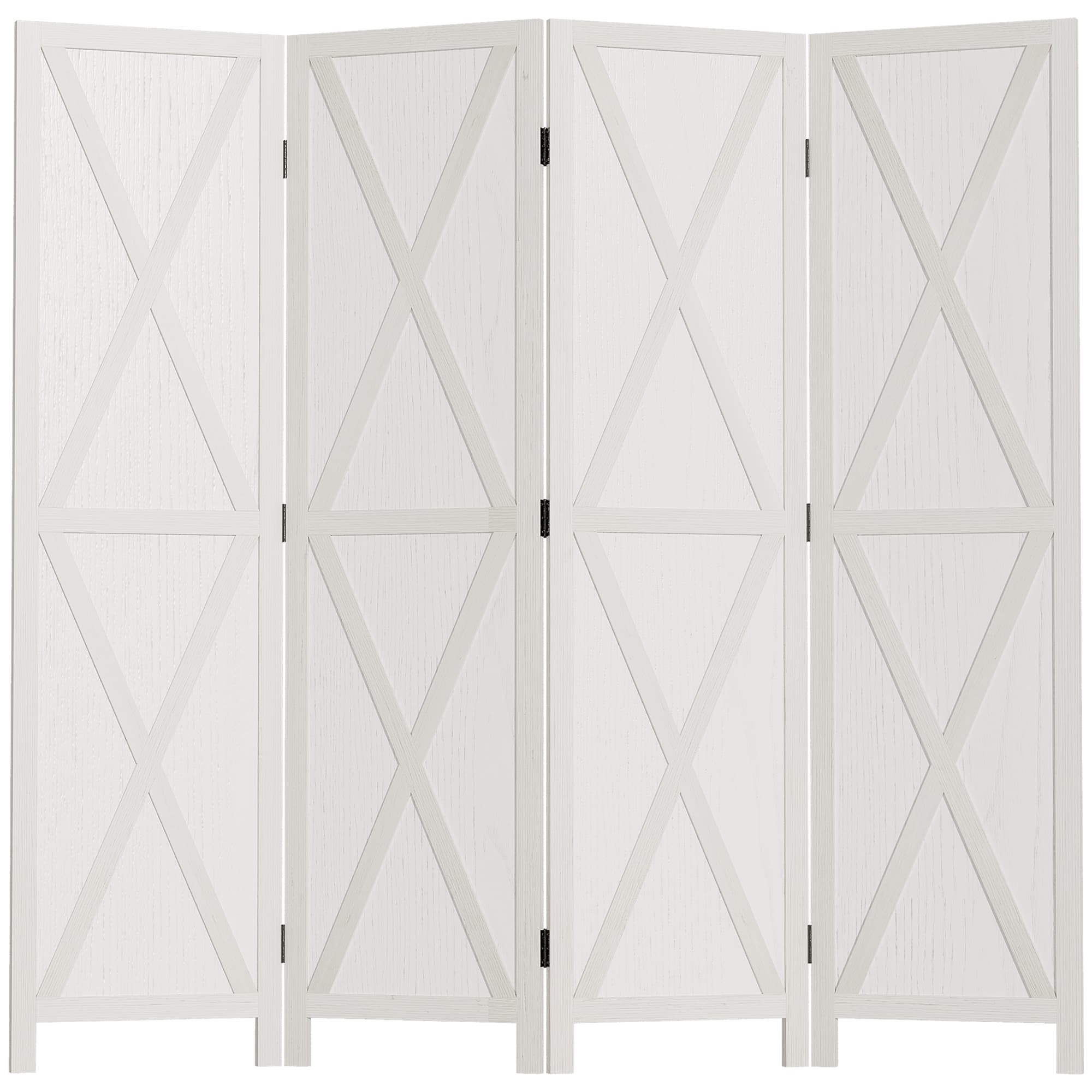 HOMCOM Biombo de 4 Paineis Separador de Ambientes Dobrável 182x170cm Divisória para Espaços de Madeira Decoração Elegante para Dormitório Sala