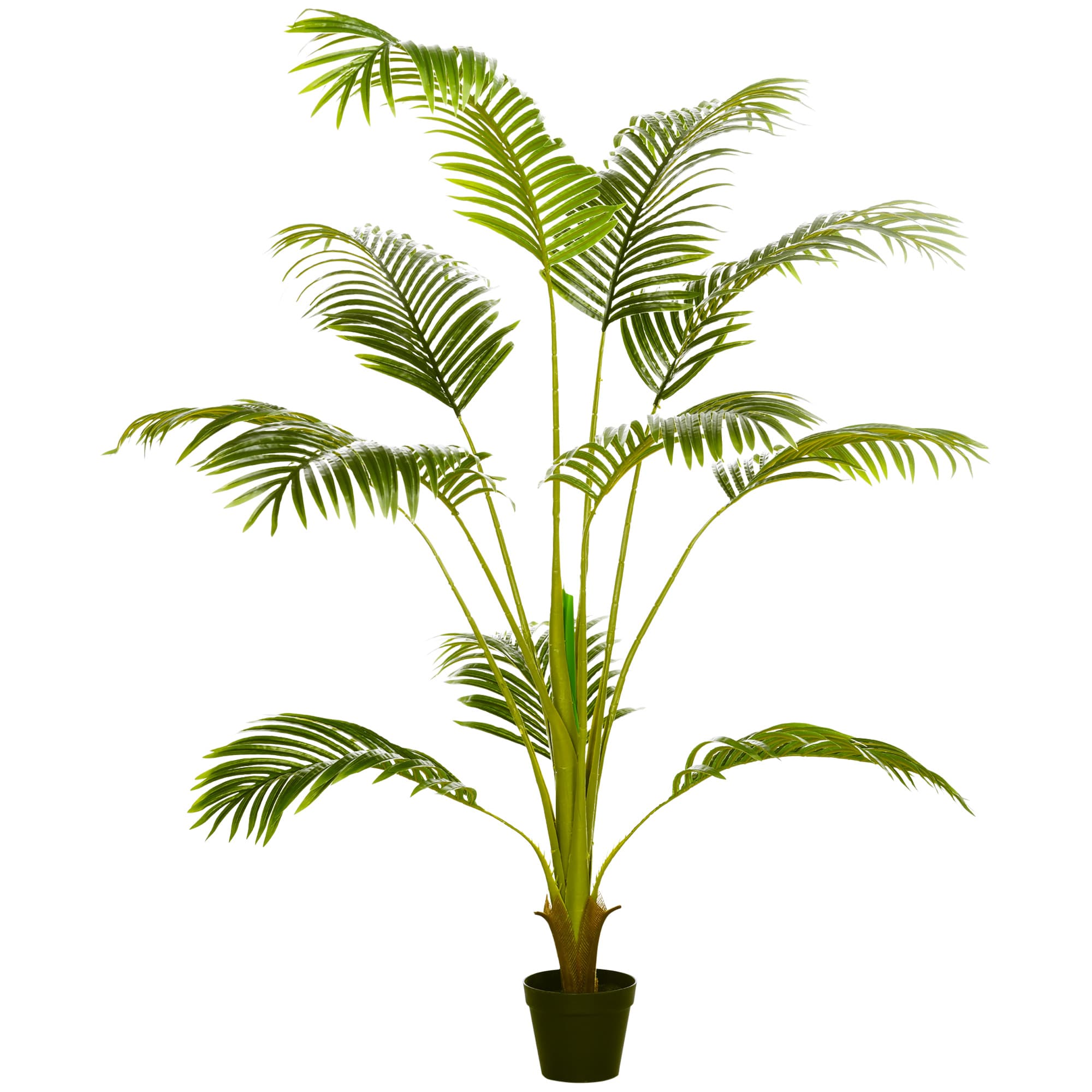 HOMCOM Palmeira Areca Artificial 170cm 11 Folhas Realistas Vaso Plástico Decoração Verde Ø15x170 cm   Aosom Portugal