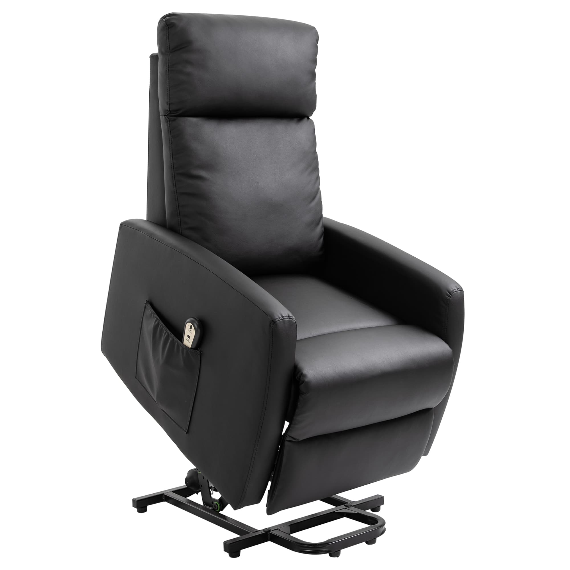 HOMCOM Poltrona Relax Levanta Pessoas Poltrona Elétrica Reclinável a 145° com Controlo Remoto Apoio para Pés 67x95x105 cm Preto   Aosom Portugal