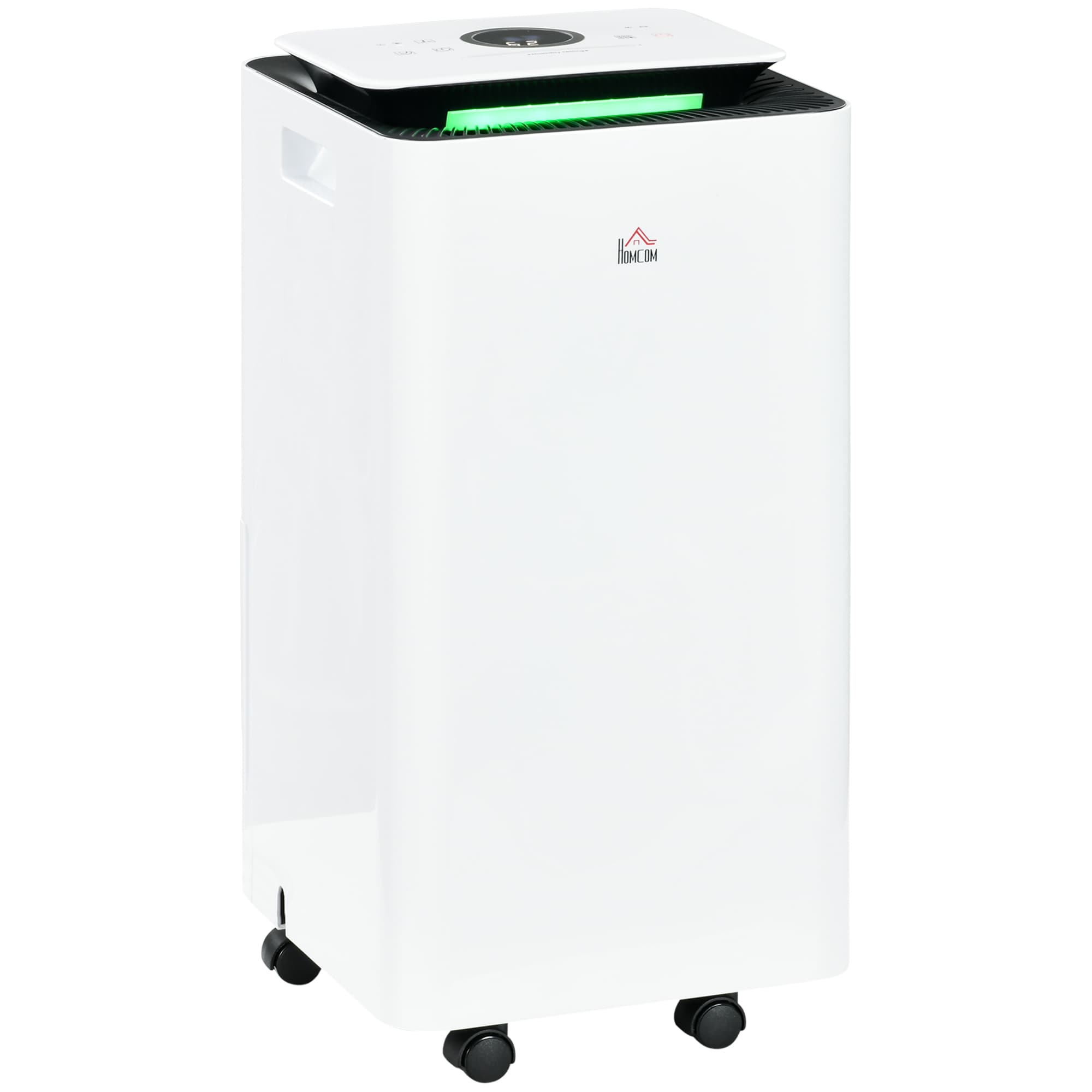 HOMCOM Desumidificador Elétrico 10L/dia Depósito 2,5L Silencioso com 5 Modos 2 Velocidades Ecrã LED e Temporizador 25x25x50cm Branco   Aosom