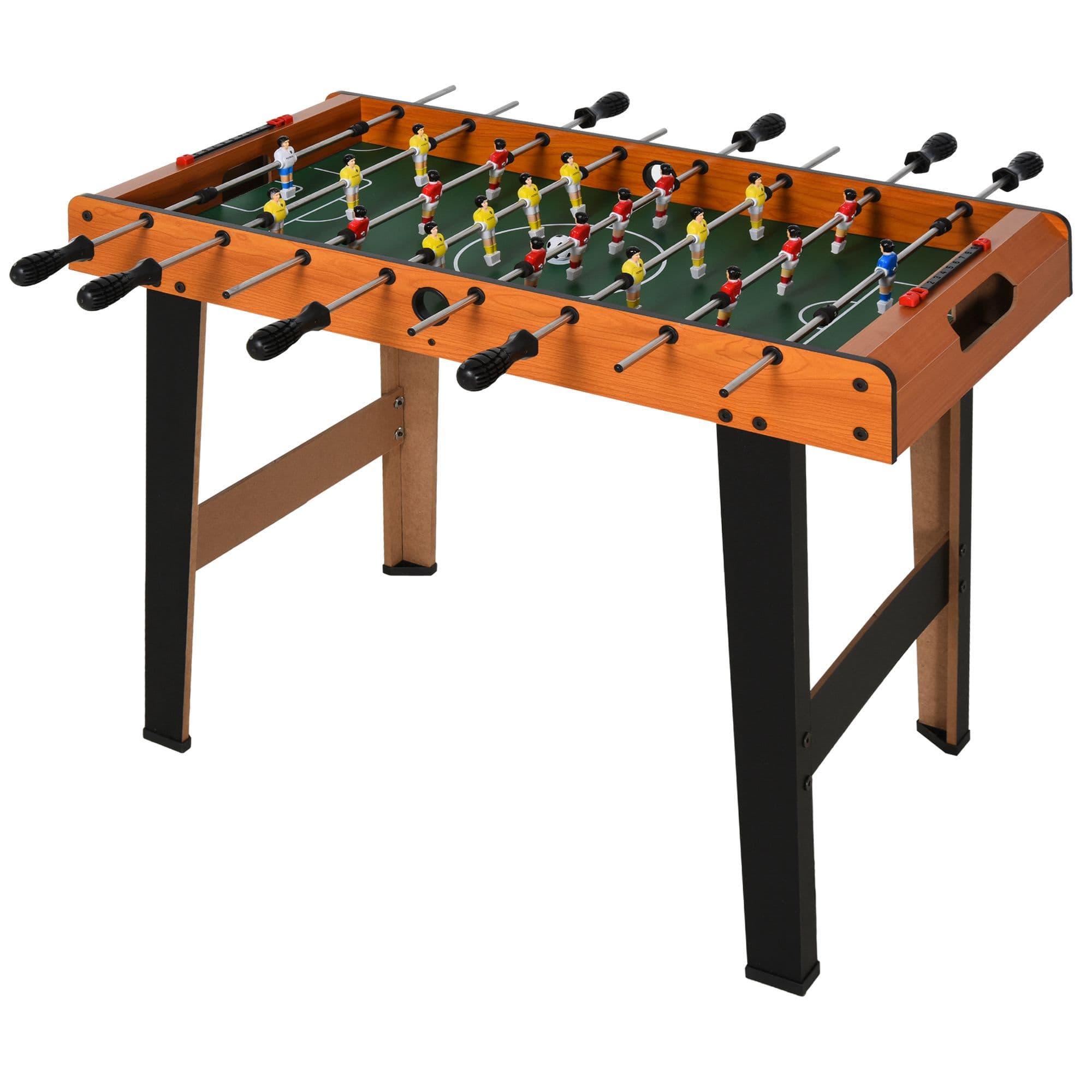 Mesa de Matraquilhos com 22 jogadores incluídos  Apertos Confortáveis Design compacto Cor Madeira e Preto 84,5x40x61,2 cm HOMCOM   Aosom Portugal