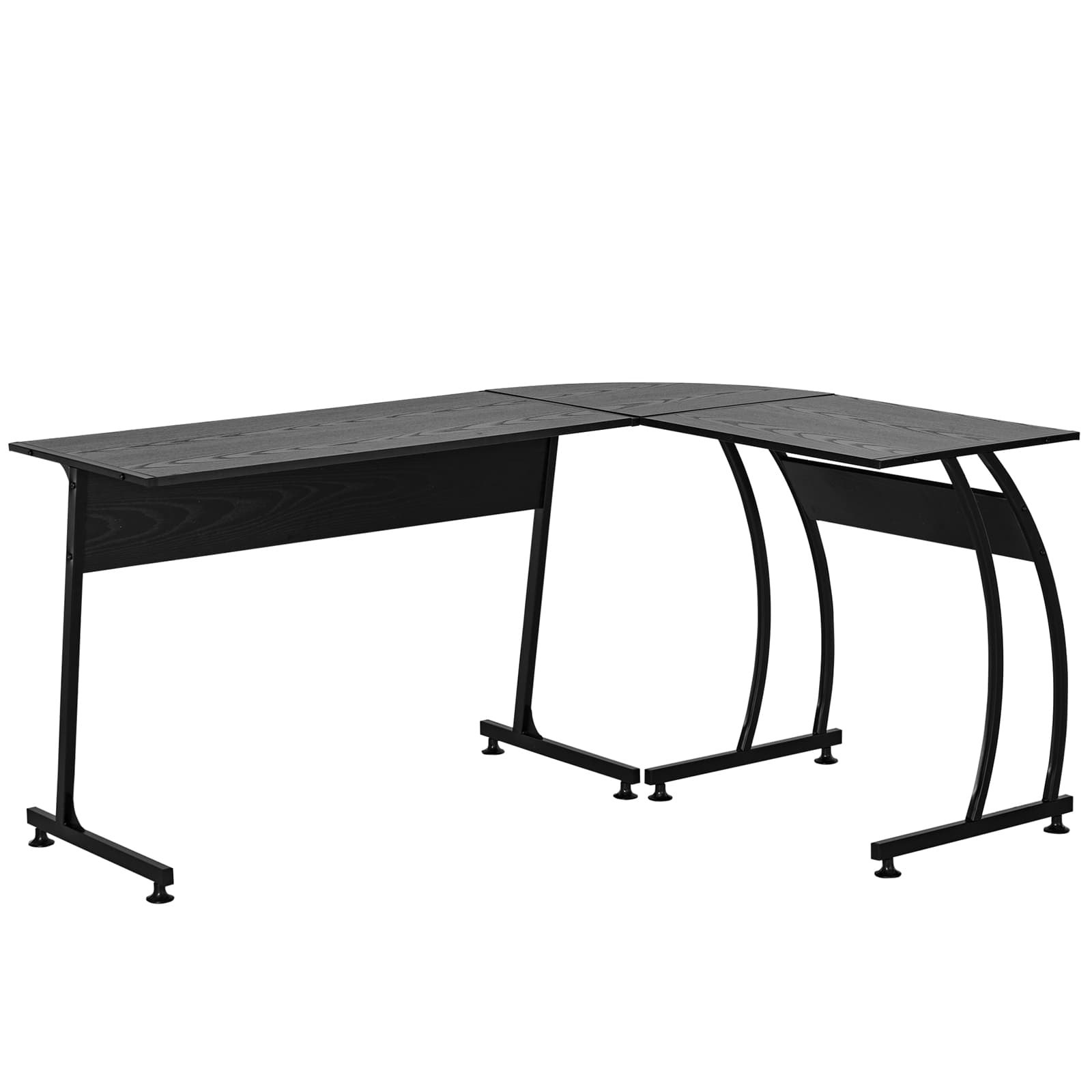 HOMCOM Secretária L Grande Espaço Arrumação Estúdio Escritório 112,5x152x74 cm Preto Design Moderno   Aosom Portugal