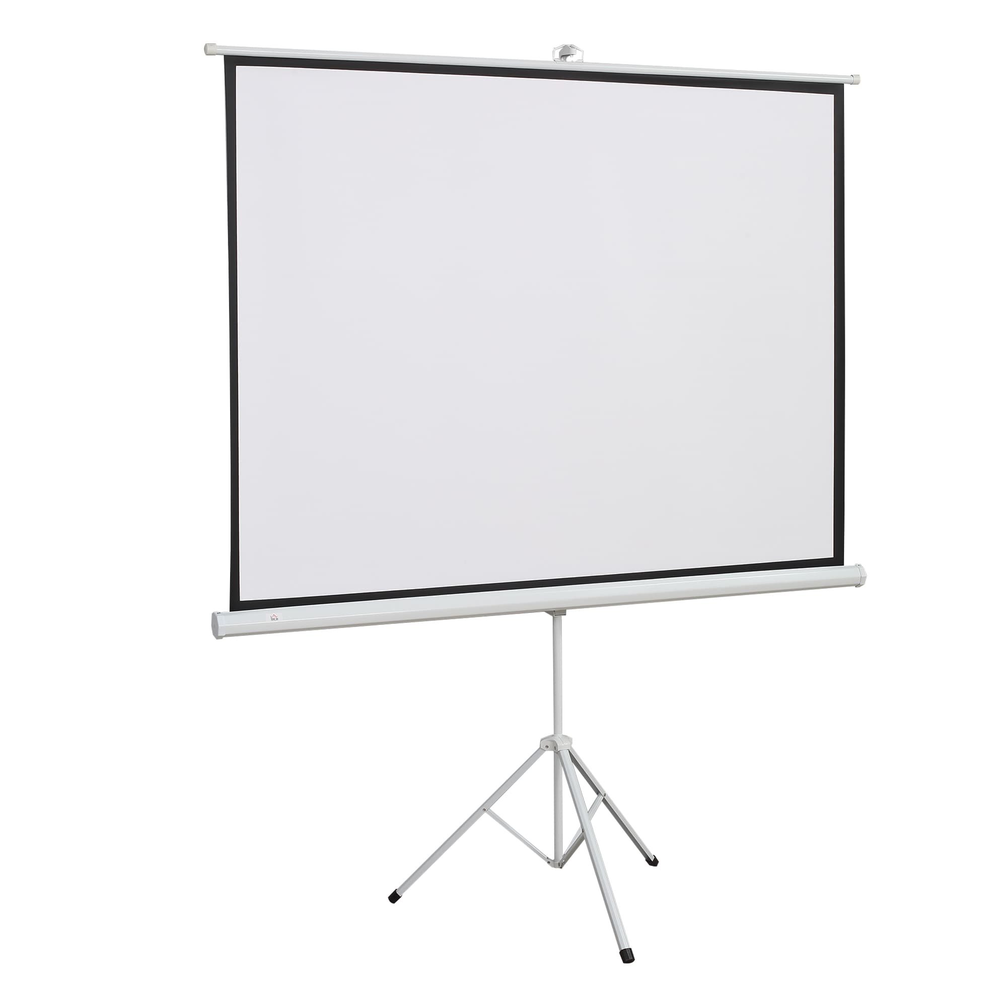 HOMCOM Tela Projeção Portátil 84" 4:3 Altura Ajustável Cinema Casa Apresentações 180x203cm Branco Moderna   Aosom Portugal