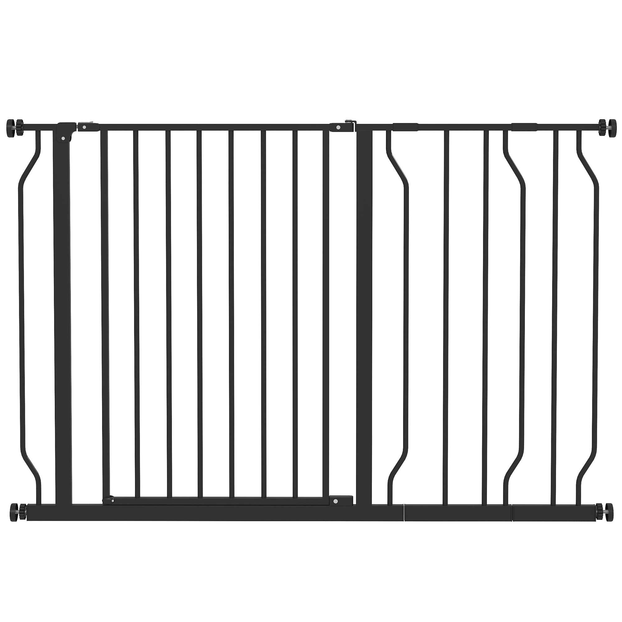 PawHut Barreira de Segurança para Cães Extensível 75-115 cm com 2 Extensões, Altura 76 cm Preto   Aosom Portugal