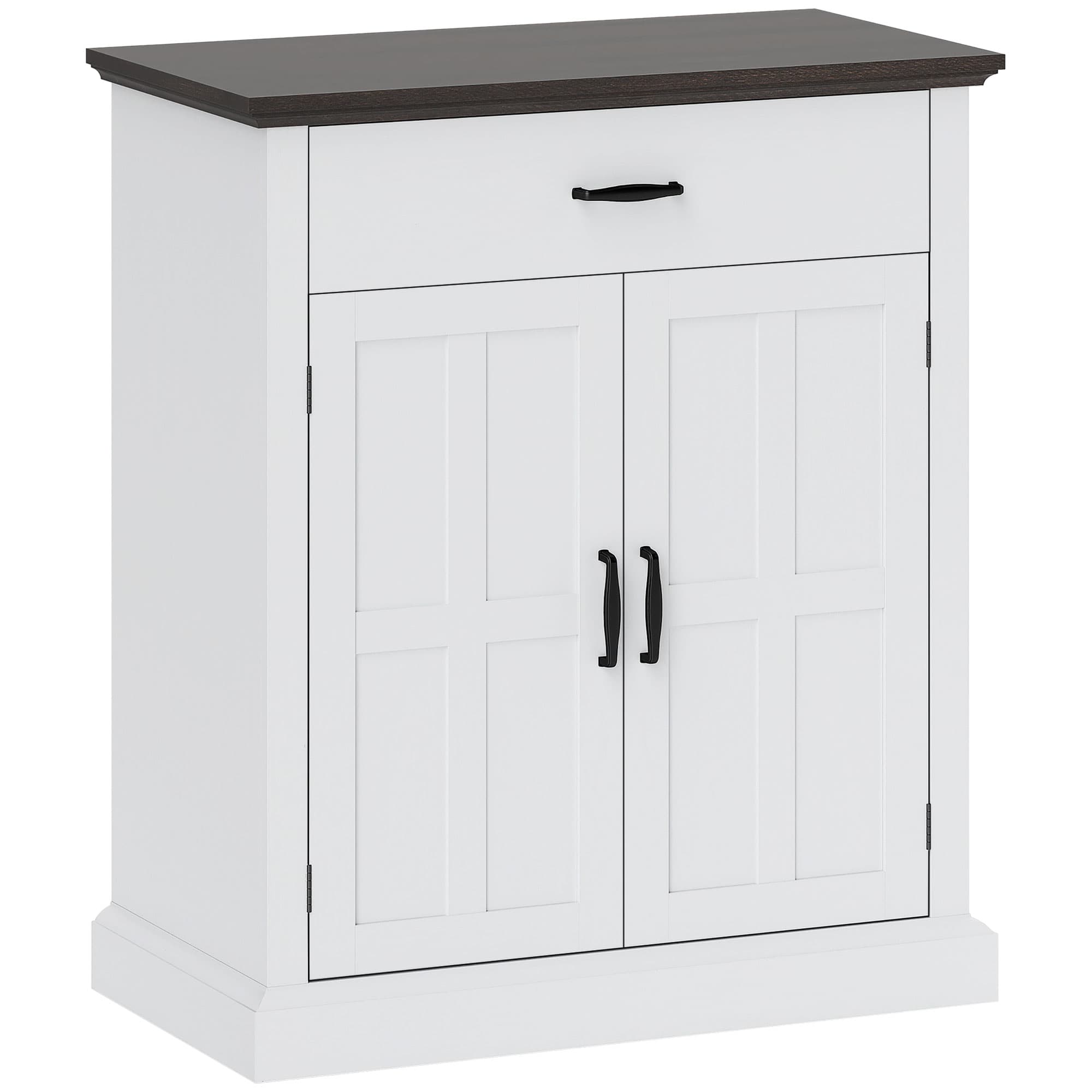HOMCOM Aparador para Sala de Estar Estilo Rústico com 1 Gaveta Prateleira Ajustável 75,2x40x91,5 cm Branco e Madeira   Aosom Portugal