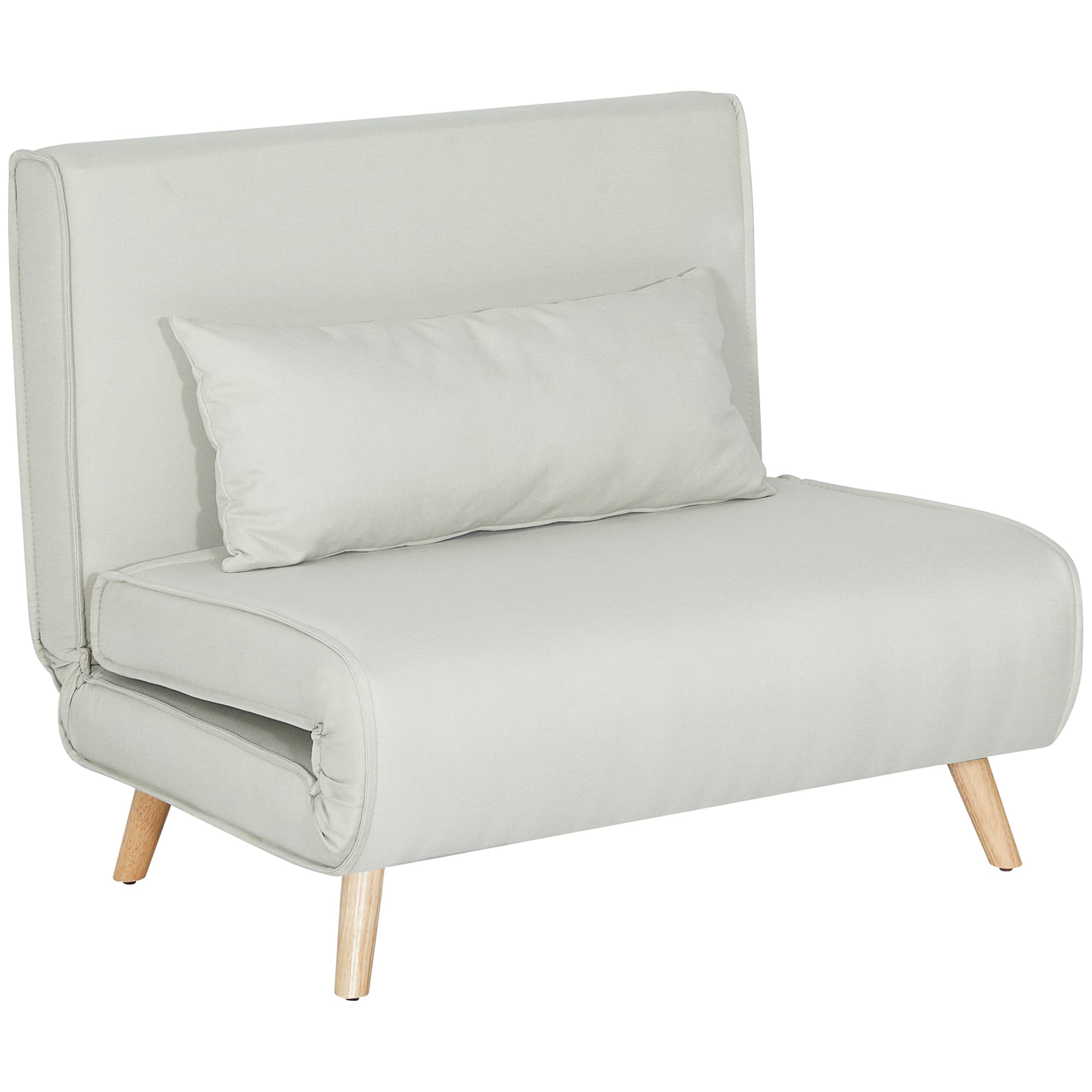 HOMCOM Poltrona 3 em 1 Sofá Cama Individual Dobrável com Encosto Ajustável em 6 Posições e Almofada 94x78x80 cm Bege   Aosom Portugal