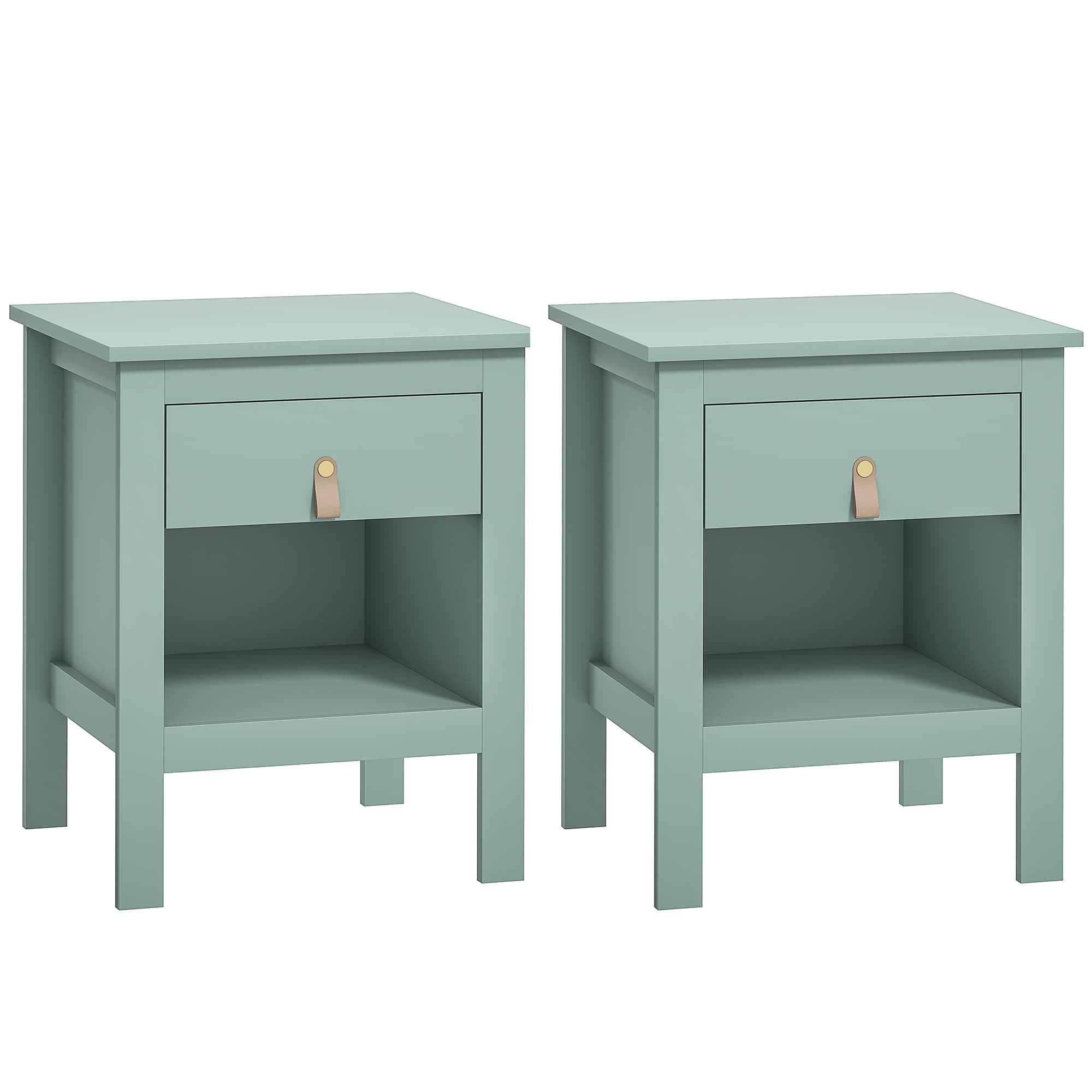 HOMCOM Lote de 2 Mesas de Cabeceira com Gaveta e Compartimento Aberto 45x40x55 cm Verde   Aosom Portugal