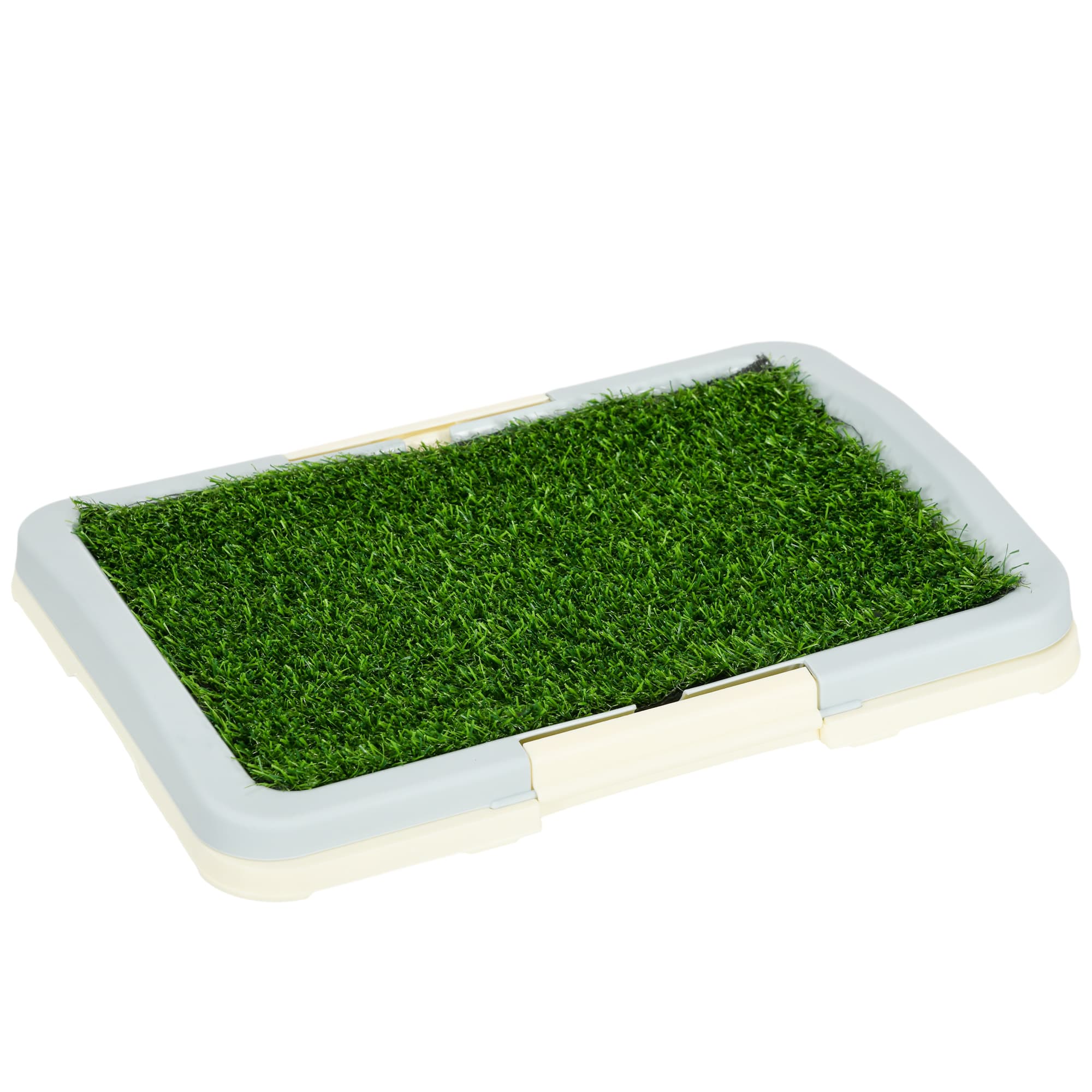 Pawhut Banheiro para Cães Caixa de Areia com Tapete de Relva Artificial Tabuleiro e Grade 46,5x34 cm   Aosom Portugal