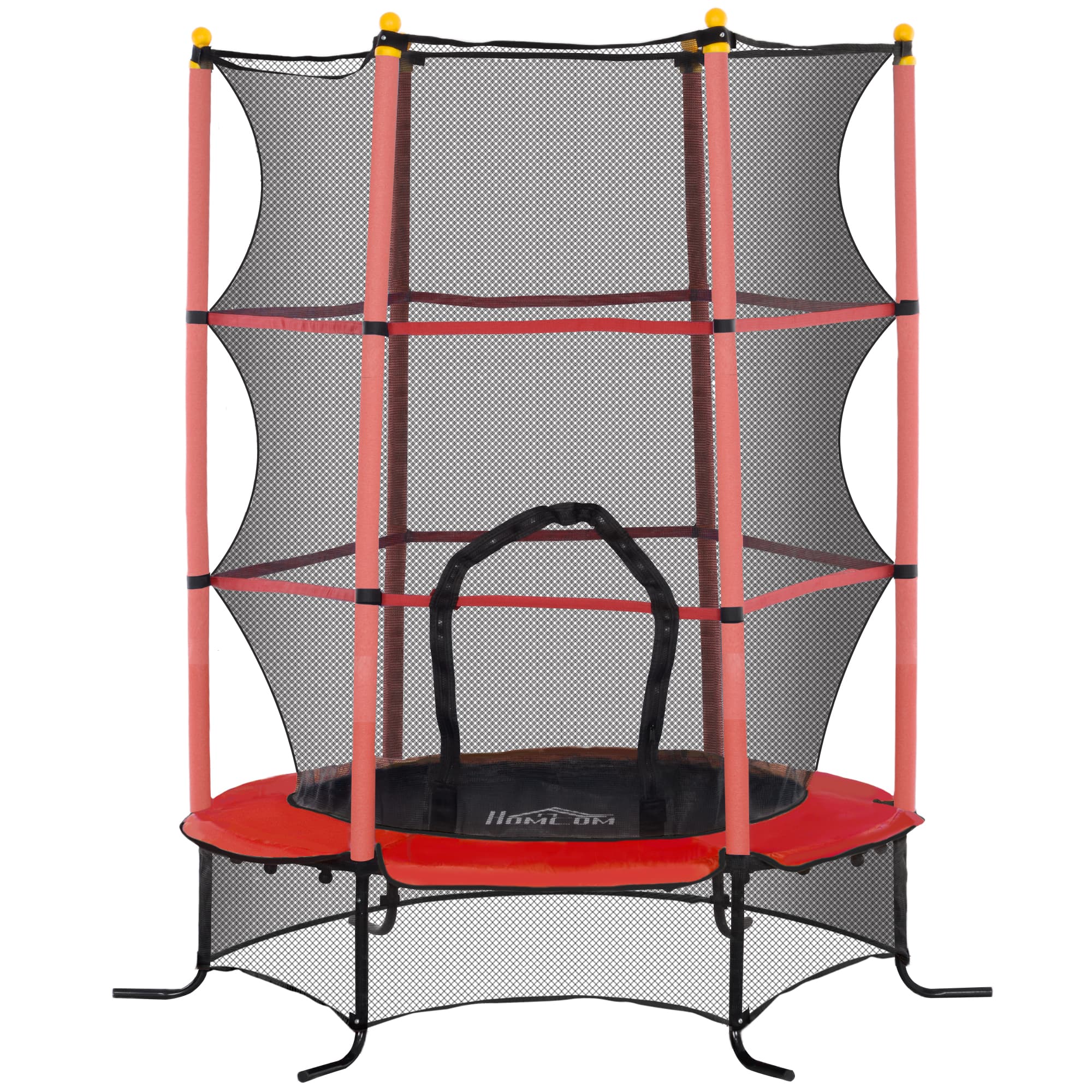 HOMCOM Trampolim para Crianças com Rede de Segurança e Estrutura de Aço para Interiores e Exteriores Carga 50 kg Ø163x190 cm Vermelho   Aosom