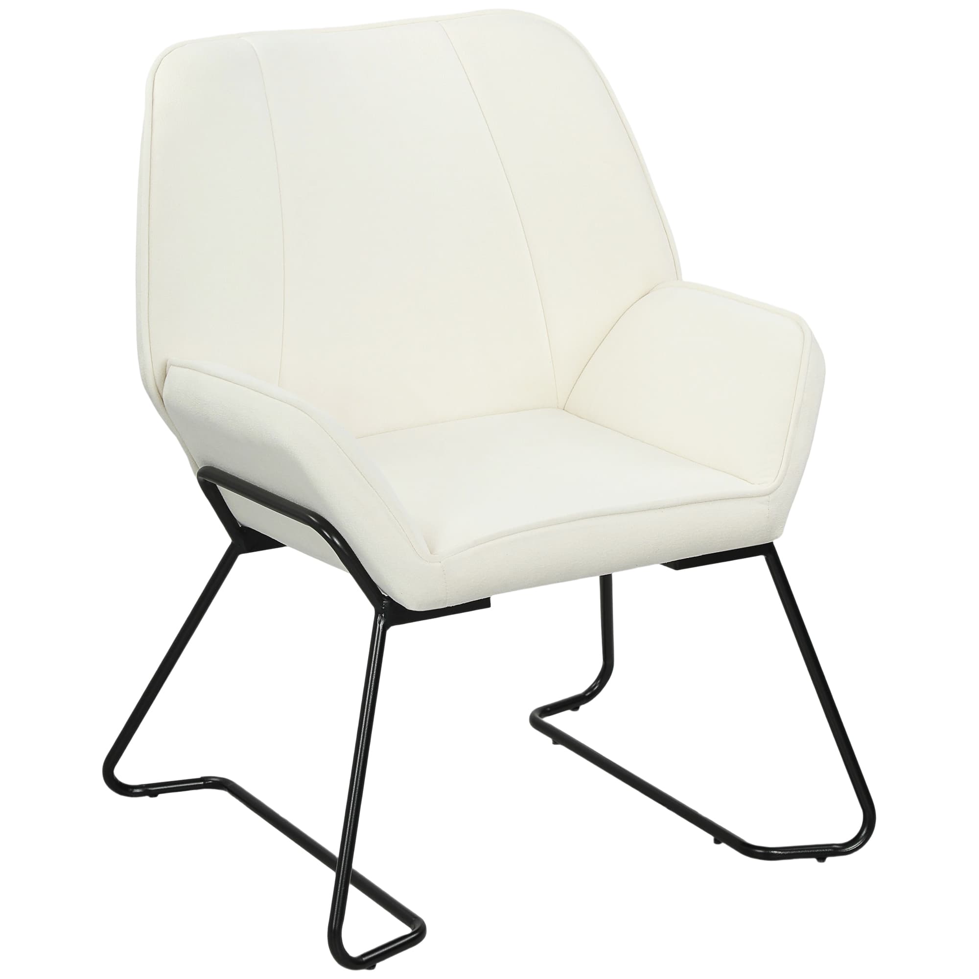 HOMCOM Poltrona Sala de Estar Moderna Poltrona de Leitura com Assento Largo e Acolchoado Estofada em Veludo Pés de Metal 70x67,5x87 cm Creme   Aosom