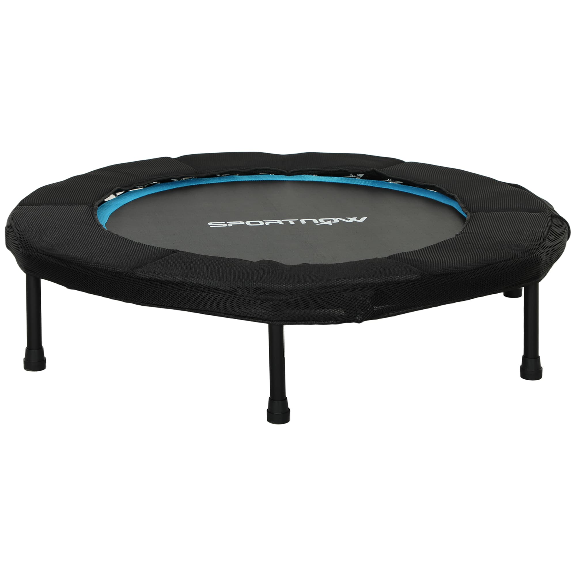 SPORTNOW Trampolim Fitness Ø102 cm Trampolim Fitness Dobrável com Estrutura de Aço Antiderrapante Ø102x22 cm Azul   Aosom Portugal