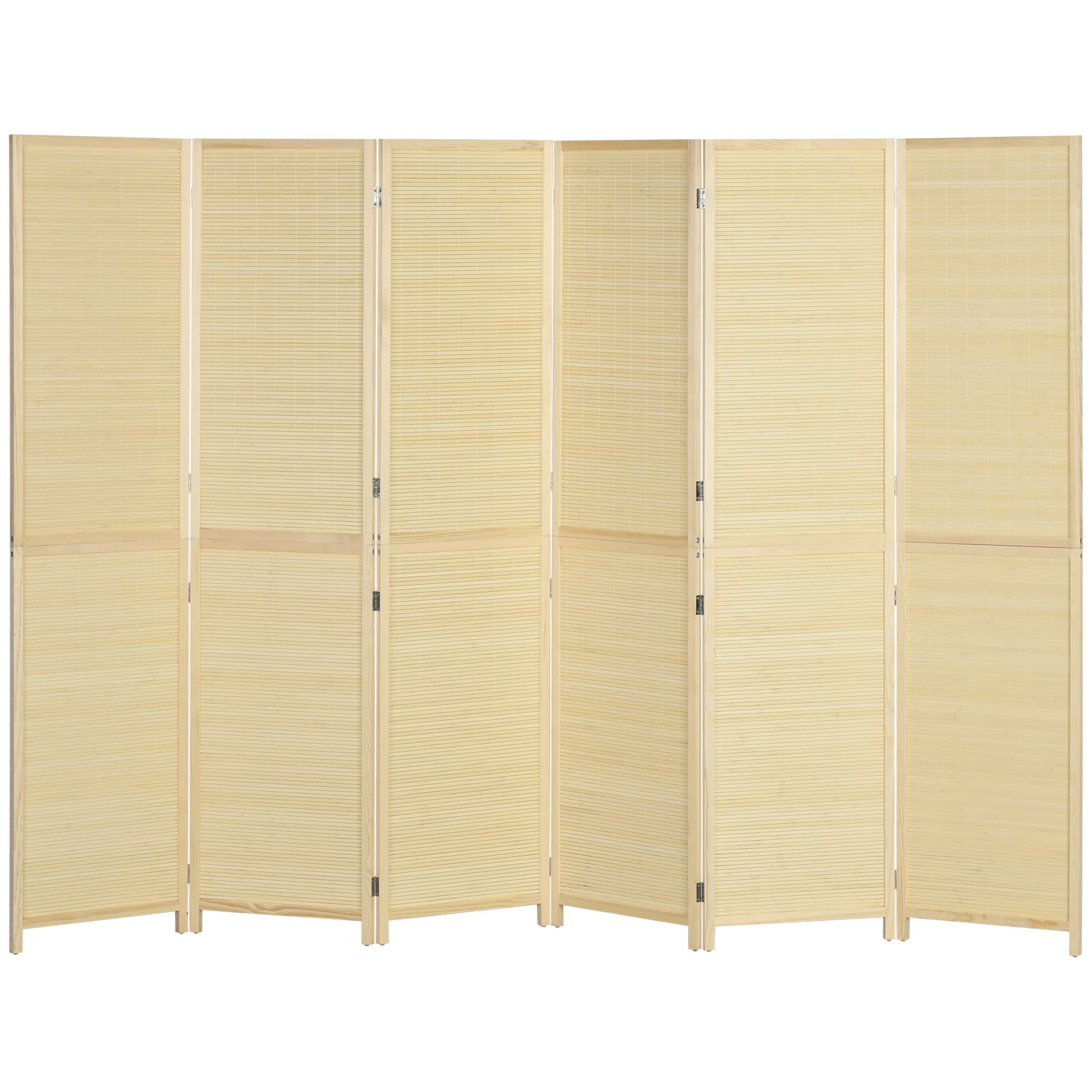 HOMCOM Biombo em madeira de bambu 6 painéis 270 x 180 cm separador de ambientes divisória de separação dobrável - natural   Aosom Portugal