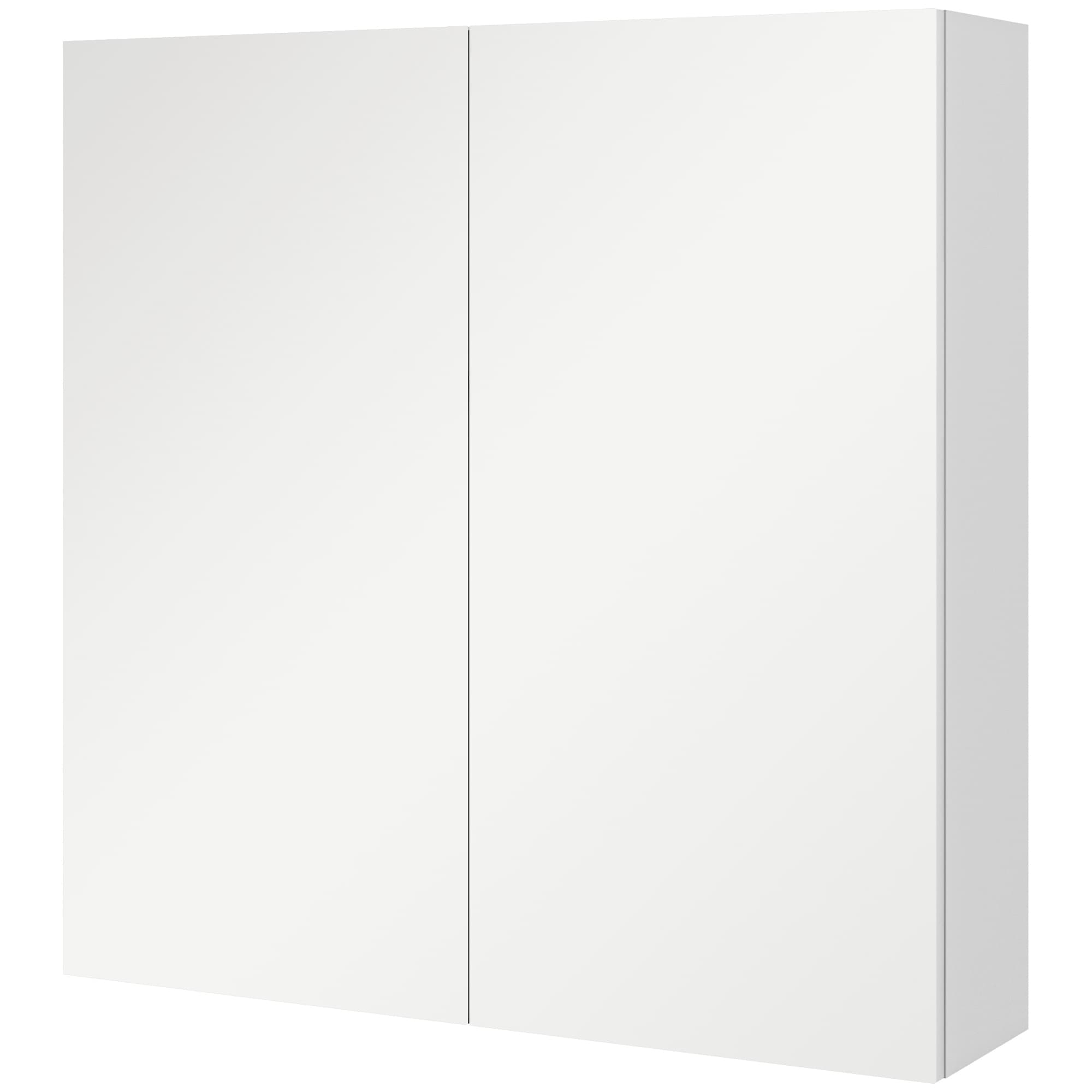 kleankin Armário de Banheiro de Parede com Espelho, Armário de Armazenamento 2 Portas 3 Níveis Prateleira Ajustável 60 x 15 x 60 cm branco   Aosom
