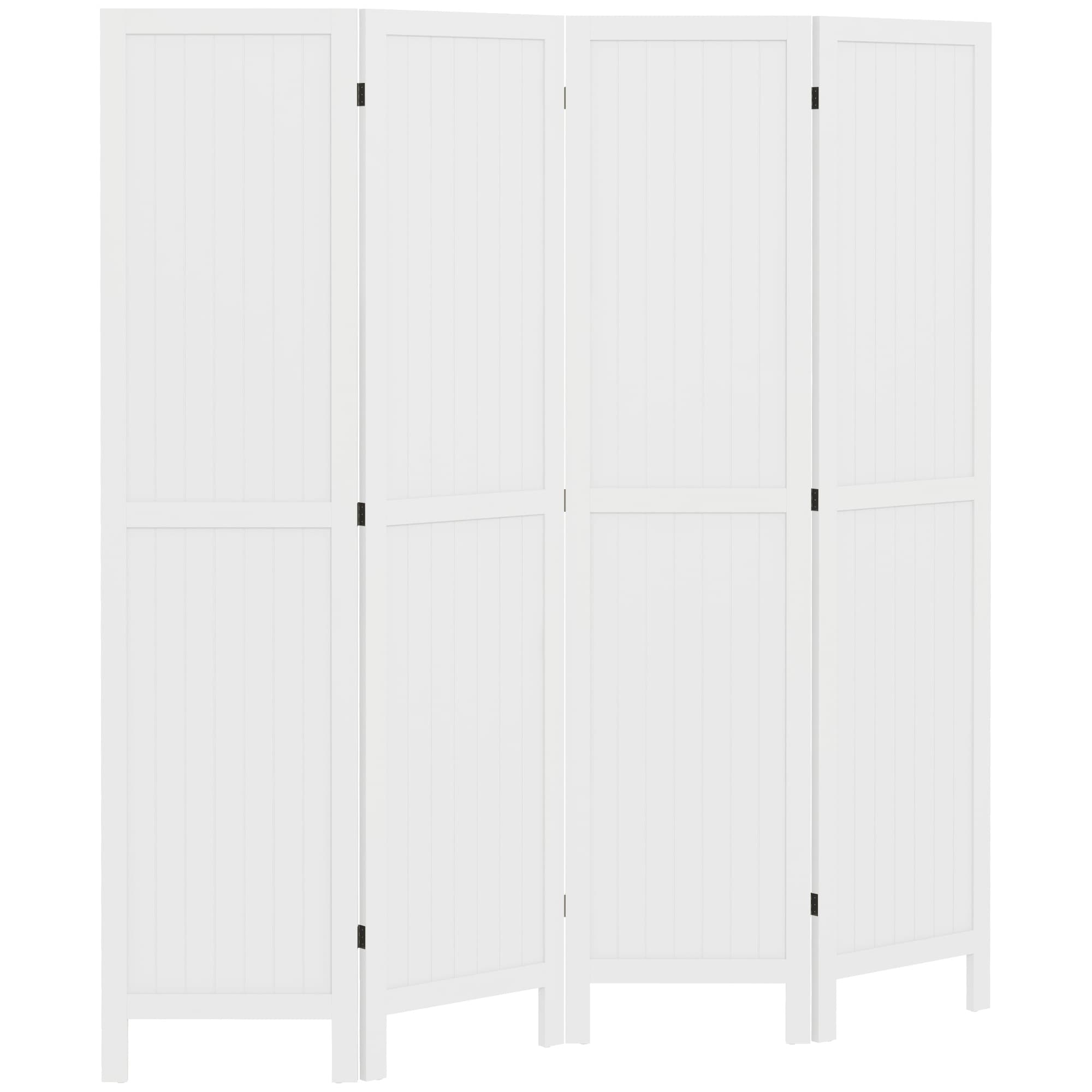 HOMCOM Biombo de Madeira 4 Painéis Dobrável 160x170 cm Branco   Aosom Portugal