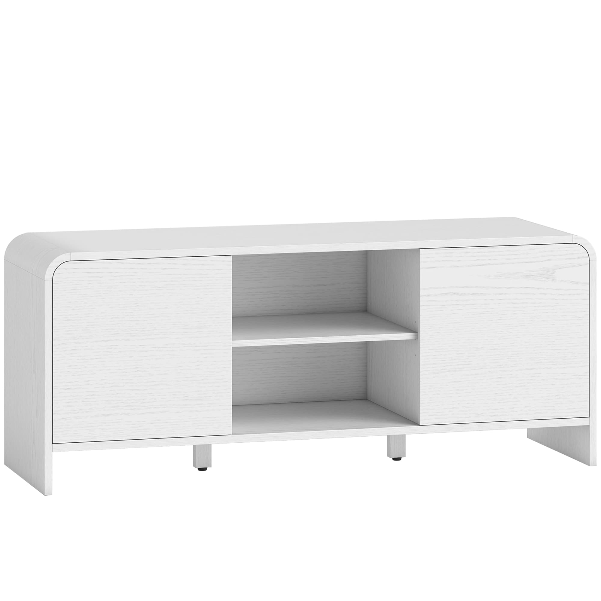HOMCOM Móvel Tv para Televisores Até 55" com 2 Portas 2 Compartimentos Prateleira Ajustável 110x35x45cm Branco   Aosom Portugal