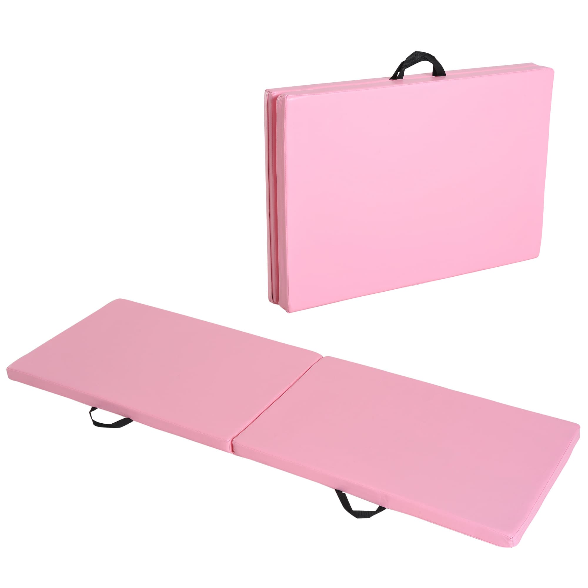 HOMCOM Tapete de Ginástica Yoga Pilates Fitness Dobrável Portátil Grande Conforto 180x60x5 cm Revestimento Sintético Rosa   Aosom Portugal