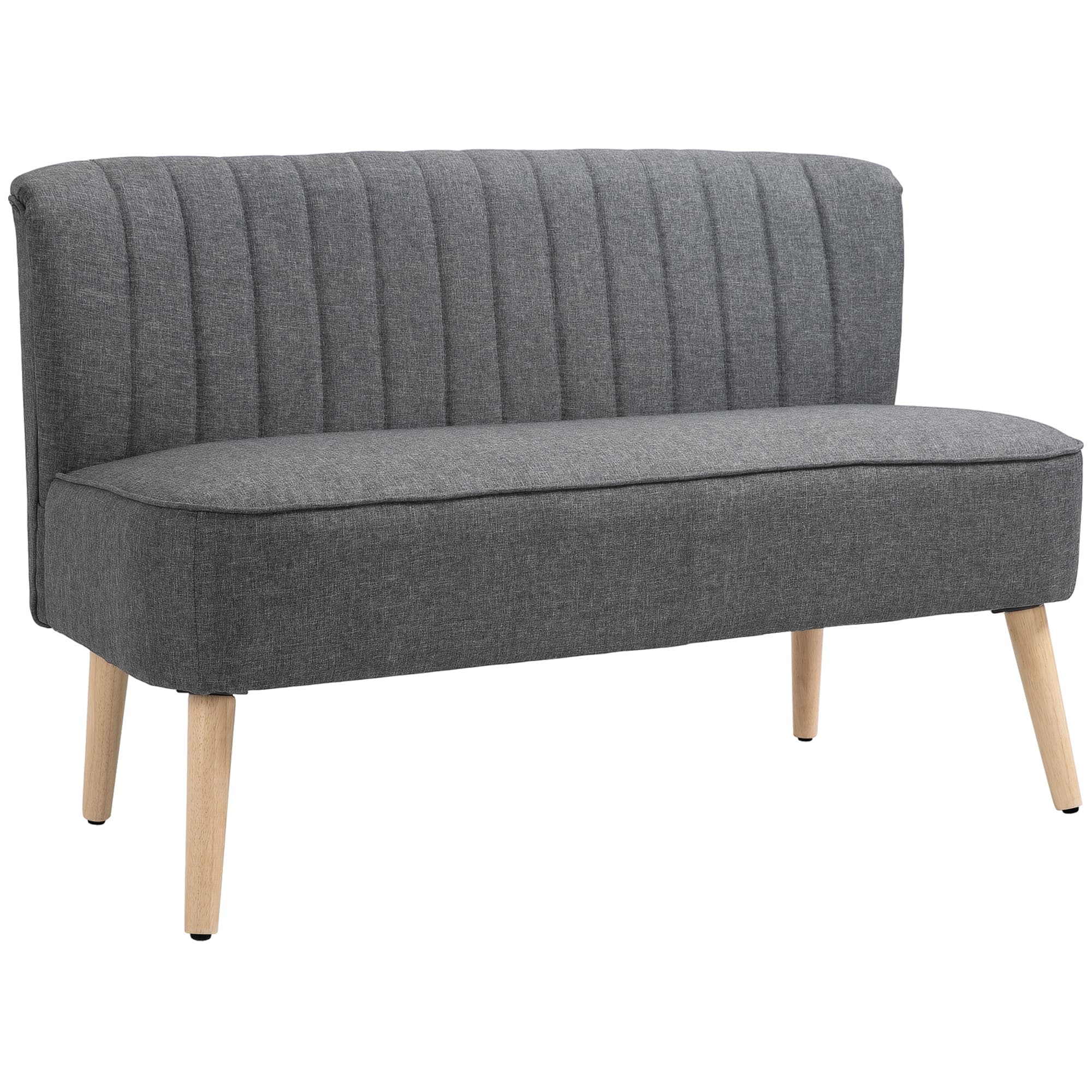 HOMCOM Sofá 2 lugares, sofá estofado com aspecto de linho, estrutura de madeira, para sala de estar e quarto, 117 cm, Cinza   Aosom Portugal