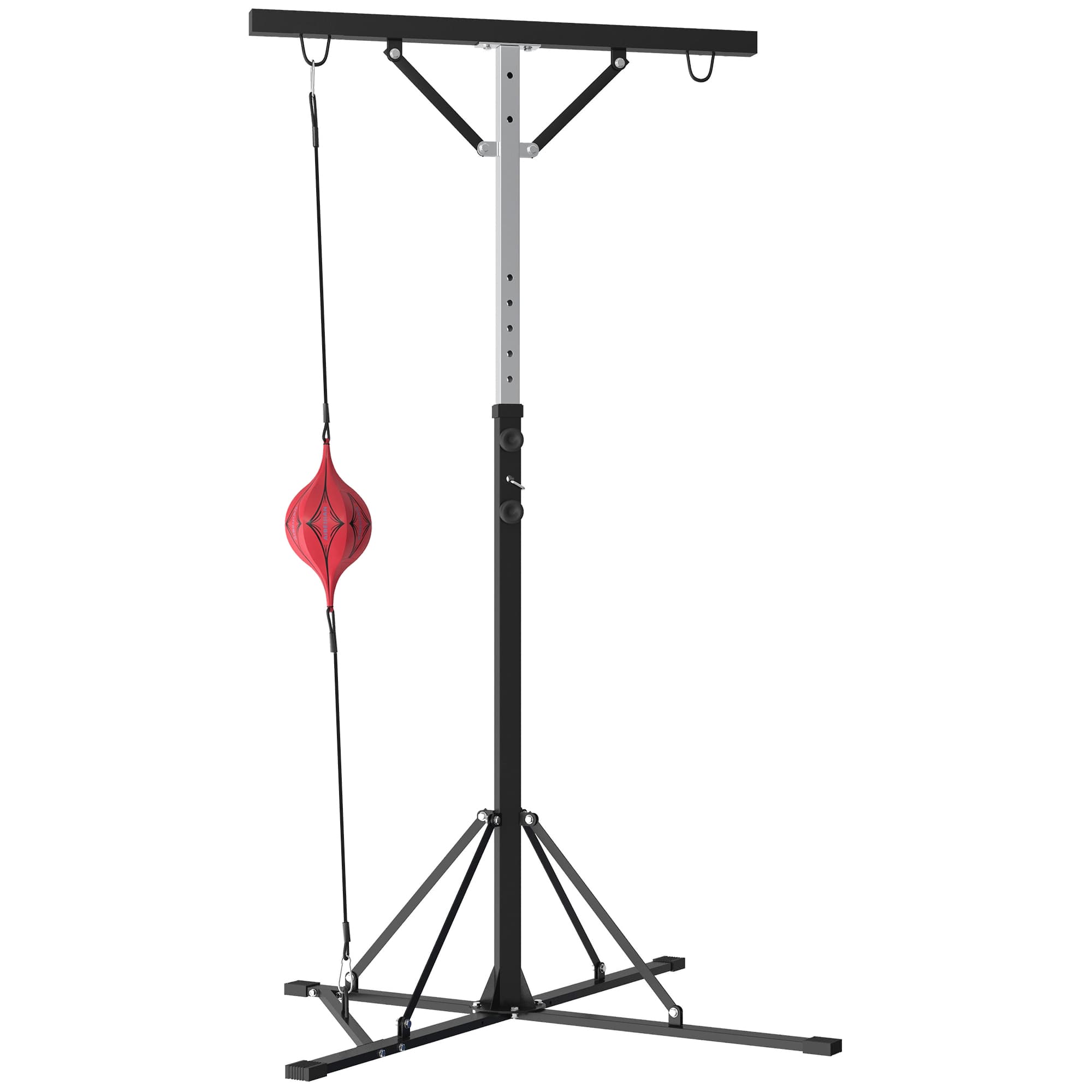 SPORTNOW Suporte para saco de pancadas, ajustável em altura, com speedball, estrutura metálica, 160L x 145B x 175-220H cm, preto   Aosom Portugal
