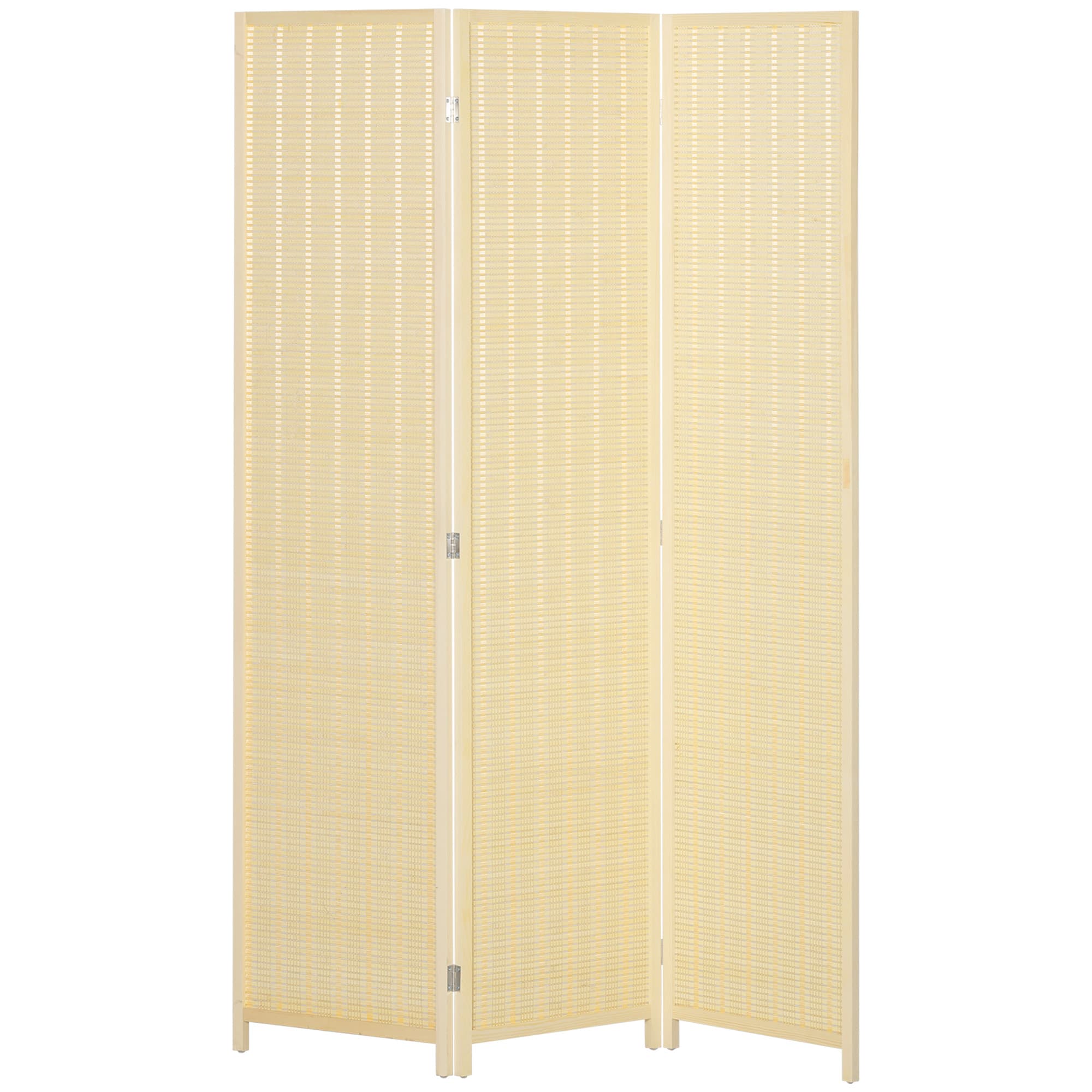 HOMCOM Biombo de madeira separador de ambiente divisória dobrável 3 painéis 135 x 180 cm madeira natural   Aosom Portugal