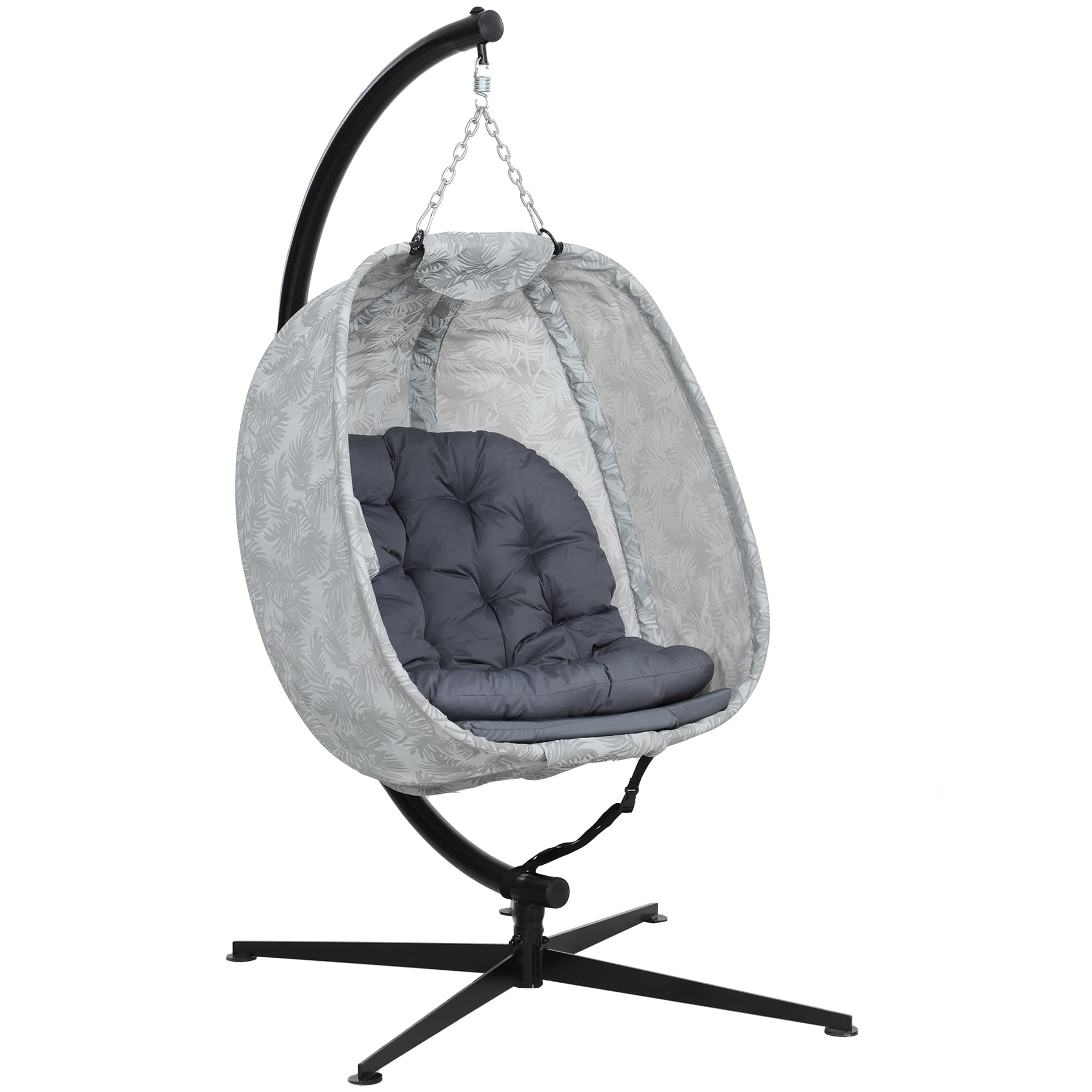 Outsunny Cadeira Suspensa em Forma de Ovo para Exterior, Balanço Suspenso com Estrutura, Almofadada Indoor Outdoor   Aosom Portugal