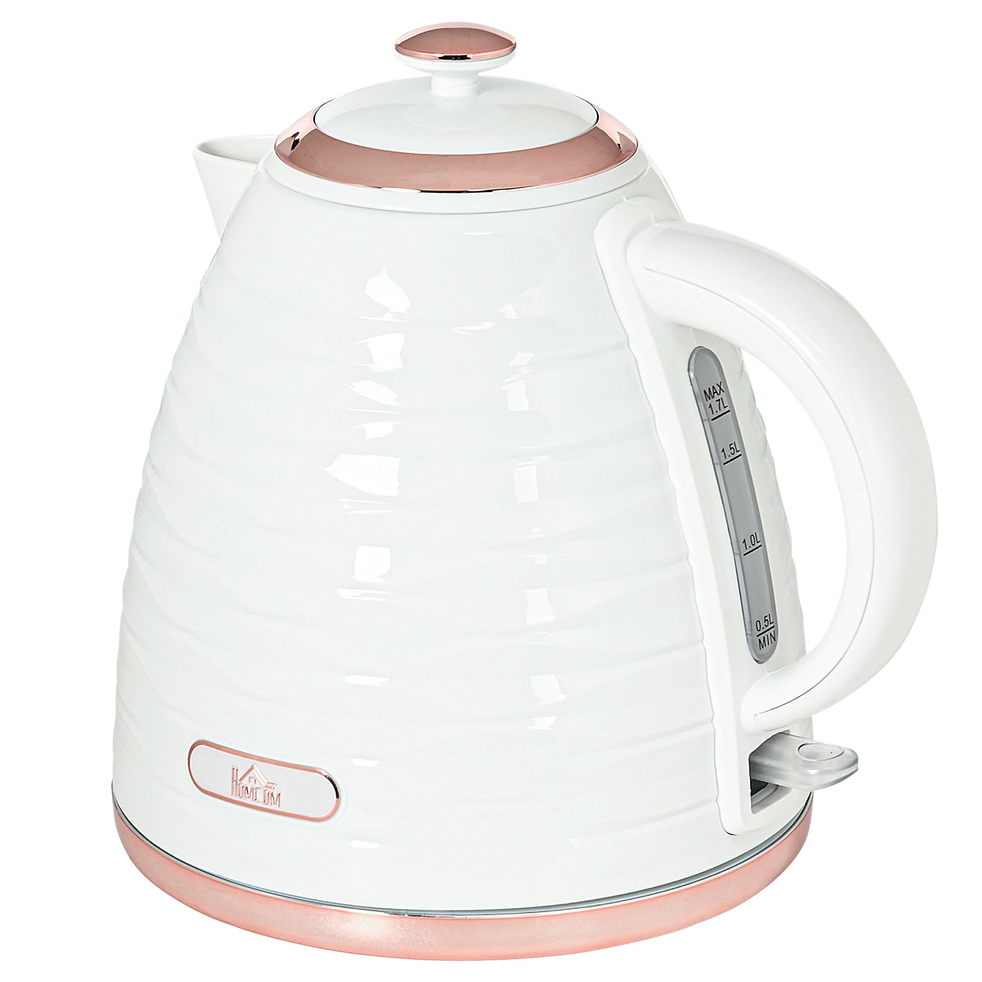HOMCOM Chaleira elétrica, 1,7L, 2,2kW, função de aquecimento rápido com filtro anticalcário removível e lavável   Aosom Portugal