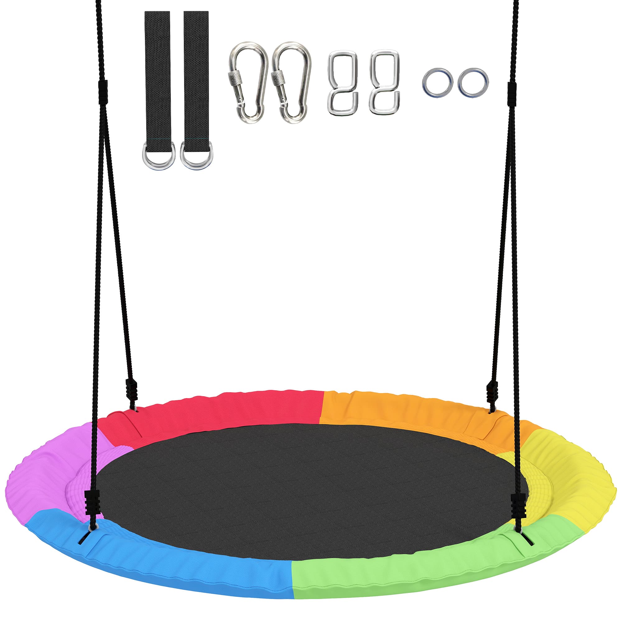 AIYAPLAY Balanço Infantil Ninho Ajustável Suspenso de 3-8 Anos até 300 kg com Cordas Ajustáveis 100x100x180 cm Multicolorido   Aosom Portugal