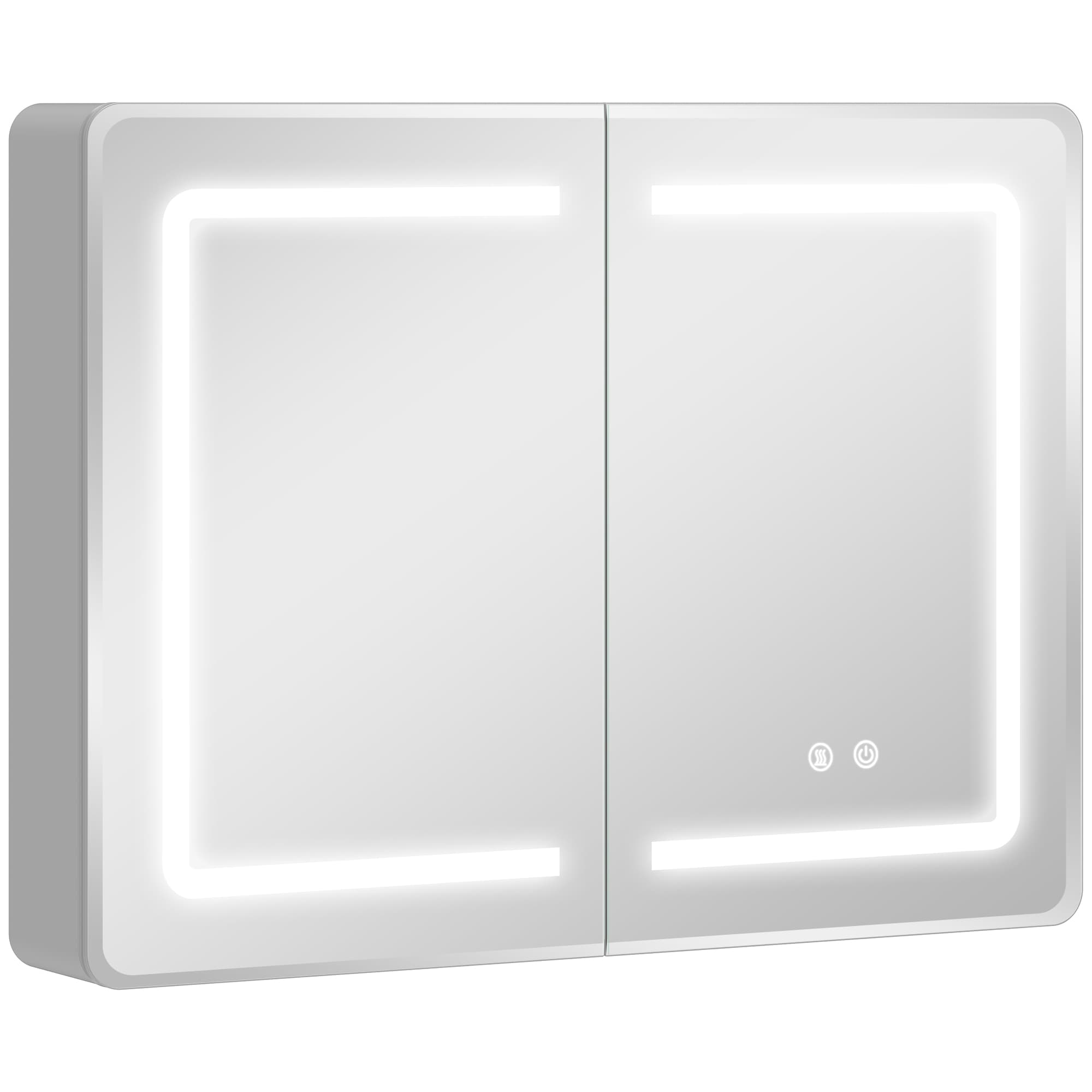 HOMCOM Armário espelhado para banheiro com iluminação LED, 60 x 80 cm, armário de banheiro com antiembaçamento, dimável em 3 níveis   Aosom
