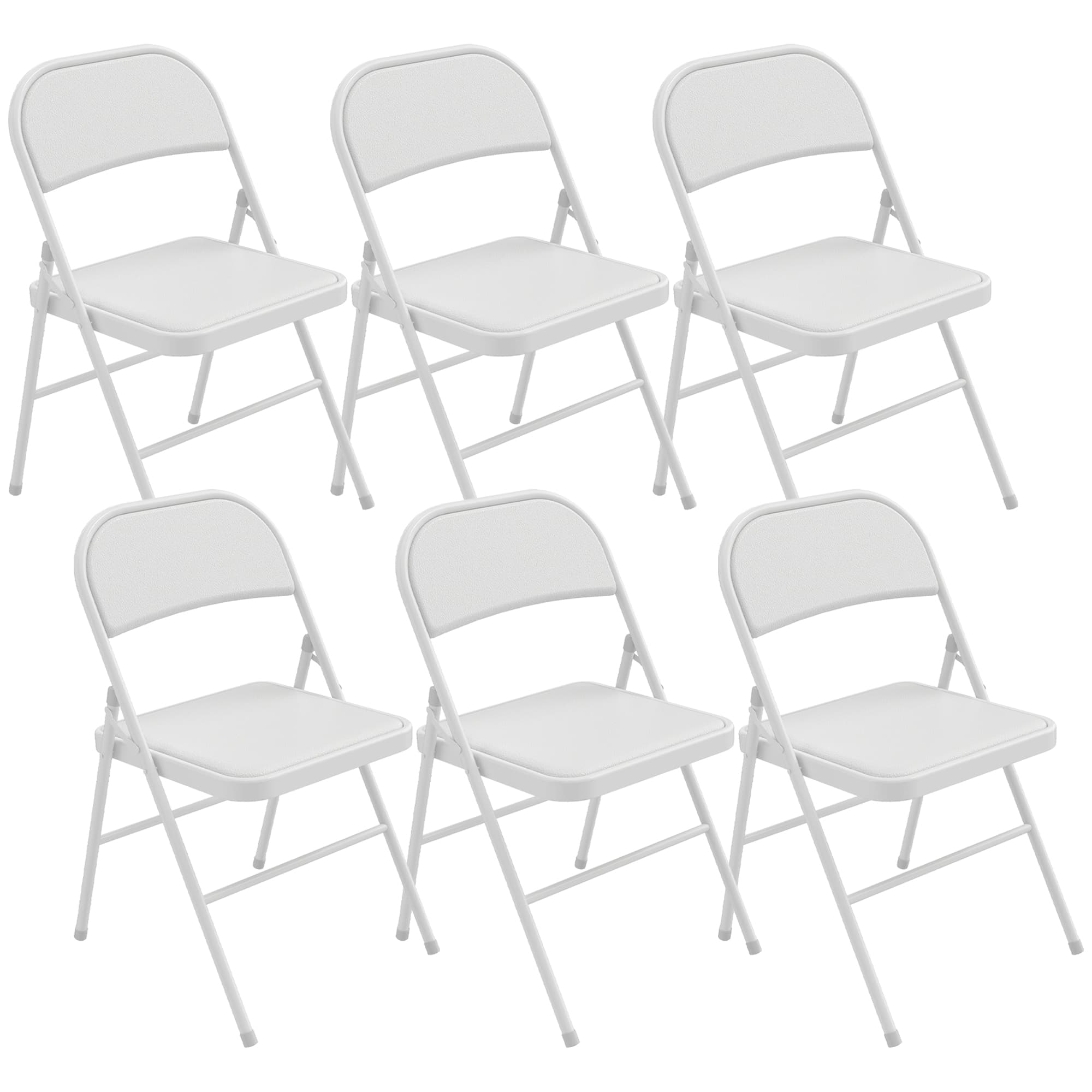 HOMCOM Conjunto de 6 cadeiras dobráveis cadeiras de sala de jantar portáteis estrutura em aço 45 x 46 x 78 cm branco   Aosom Portugal