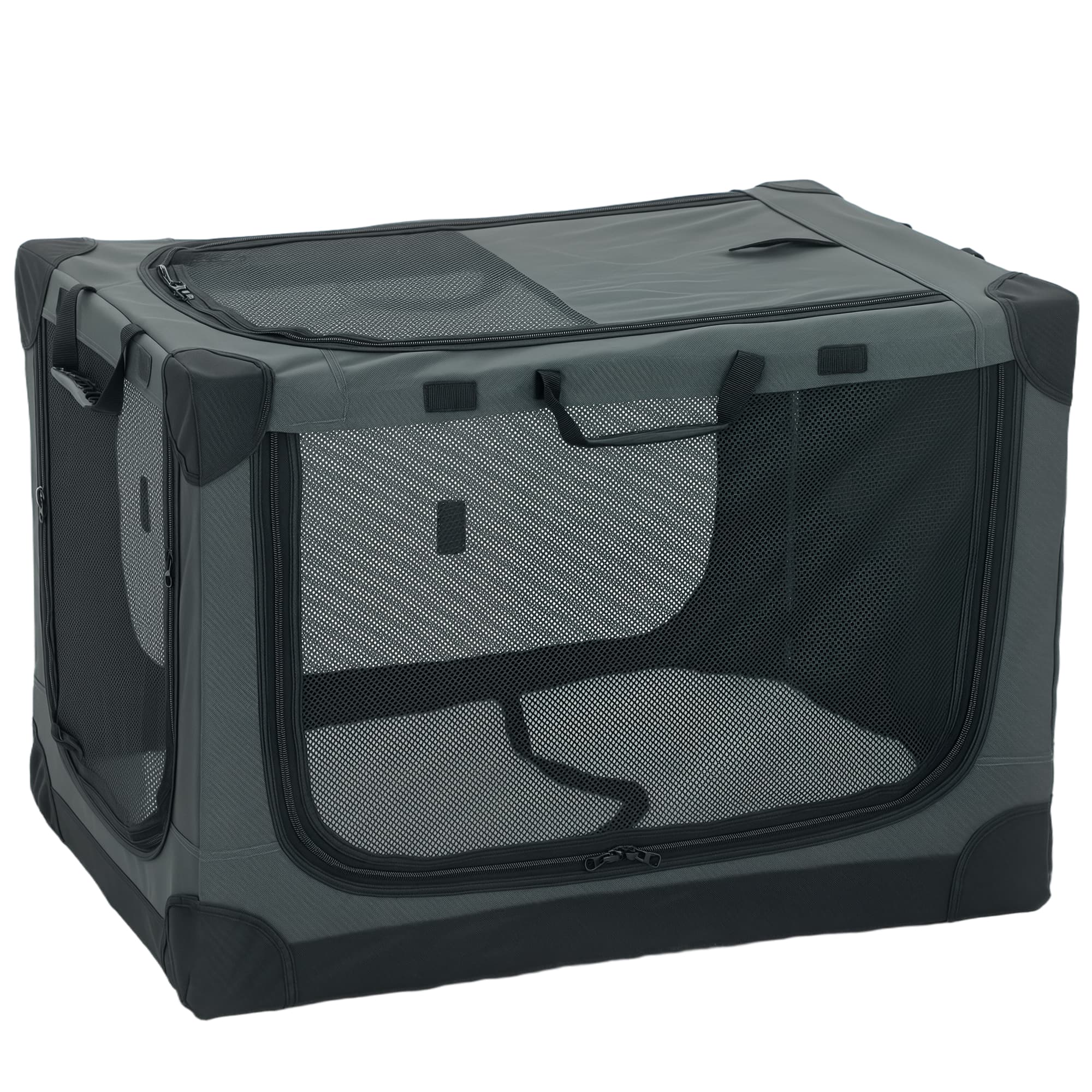 PawHut Transportadora Macia para Cães e Gatos Dobrável com Almofada Capa Lavável Portas em Oxford Respirável 600D 76x54x54 cm Verde   Aosom