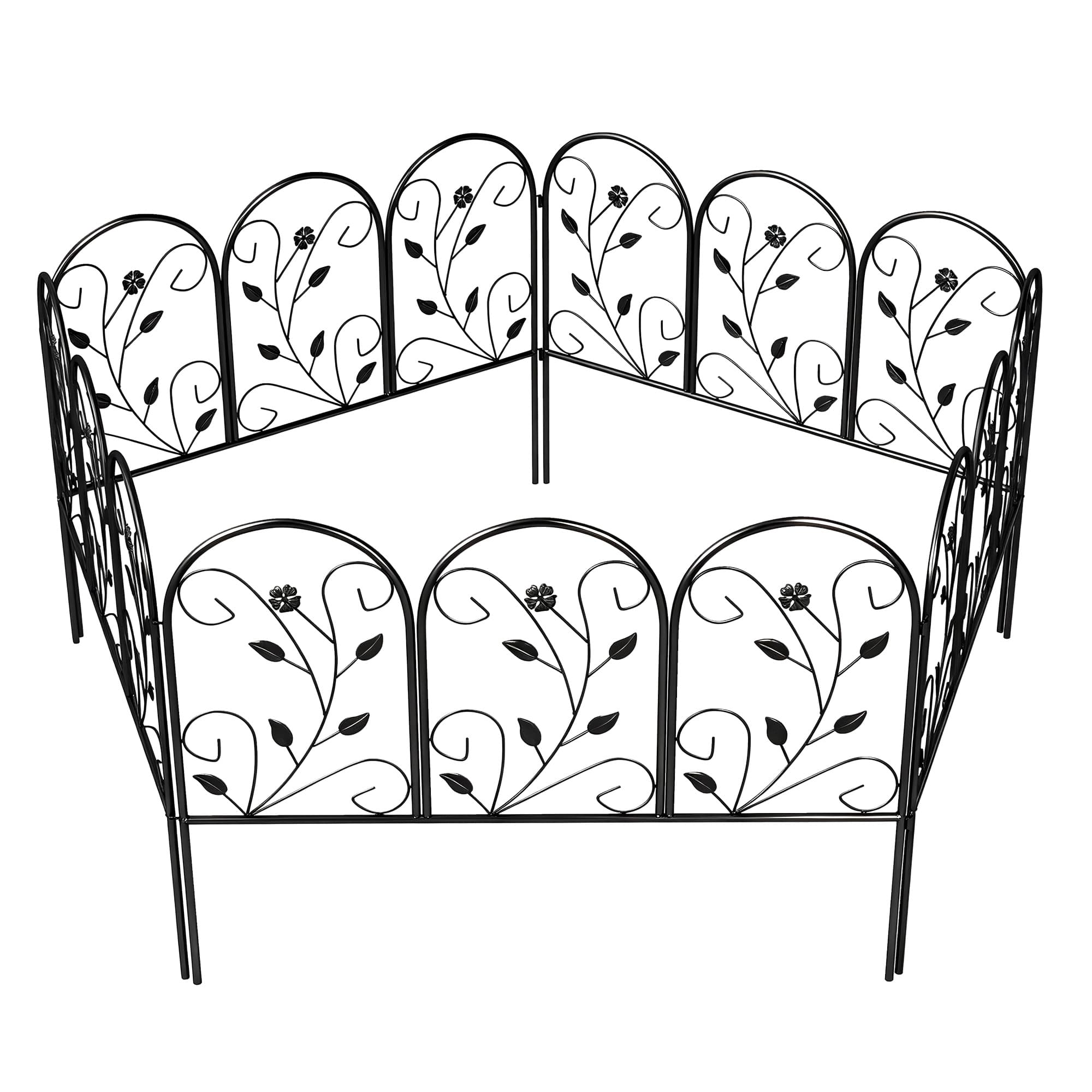 Outsunny Cerca de Jardim em Metal 80 x 60 cm - Conjunto Decorativo de Grade com Base para Jardim, Canteiros de Flores, Barreira para Animais, Preto  