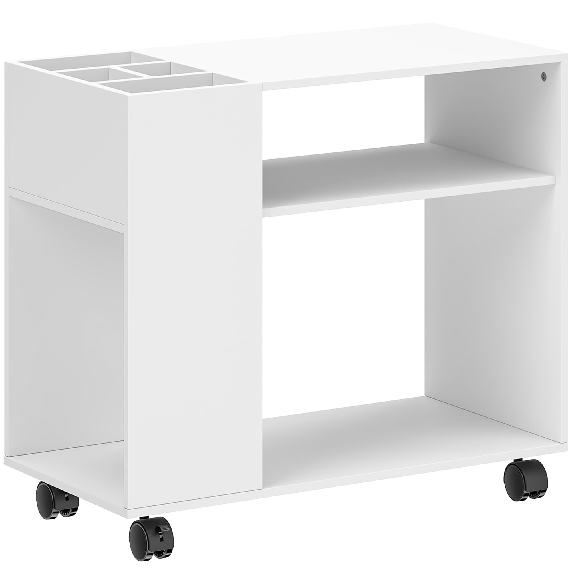 HOMCOM Suporte para Impressora Mesa para Impressora com Compartimento Dividido Prateleiras para Escritório 70x34x60 cm Branco   Aosom Portugal