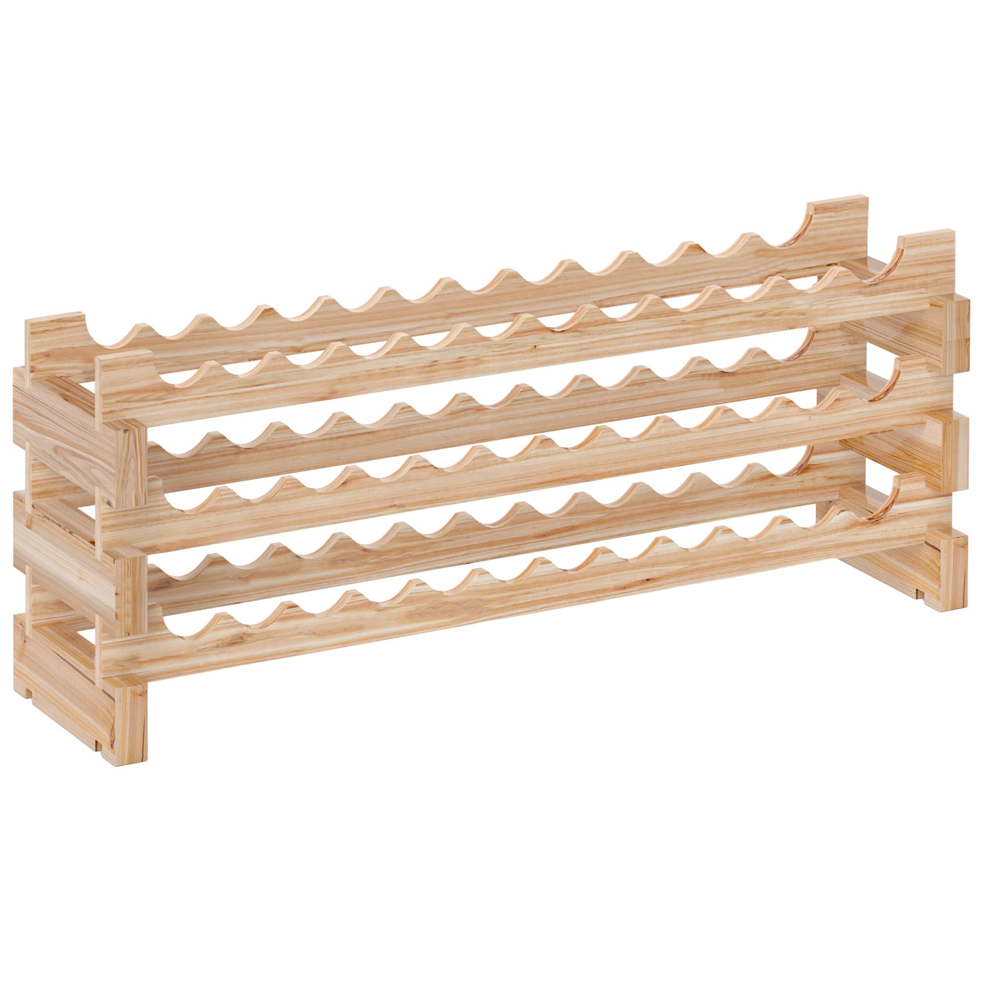 HOMCOM Suporte para 36 Garrafas Prateleira de Vinho com 3 Níveis Modulável 114×28×42,5 cm Madeira Natural   Aosom Portugal