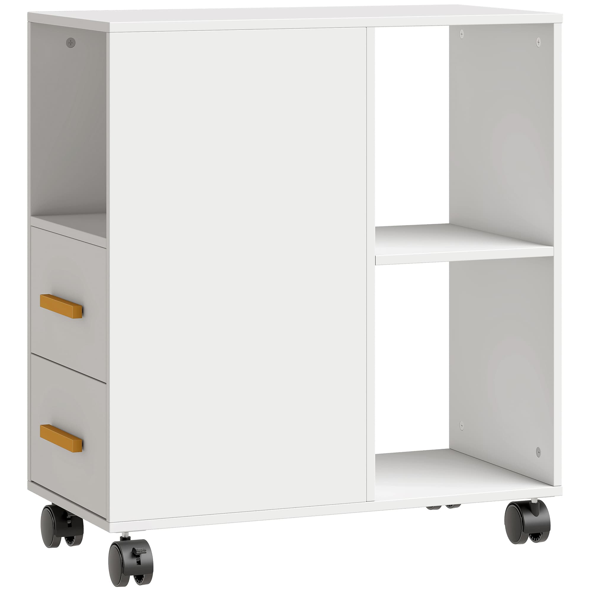 HOMCOM Suporte para Impressora Mesa com Prateleira Ajustável Jantes para Fax e Digitalizador 60x30x65 cm Branco   Aosom Portugal