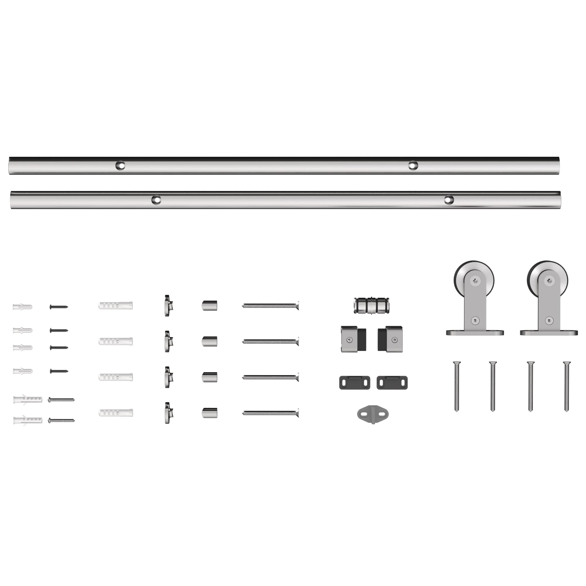 HOMCOM 152 cm Ferragens para Porta de Celeiro Trilho para Porta de 76 cm de Largura Espessura 30 mm Prata   Aosom Portugal