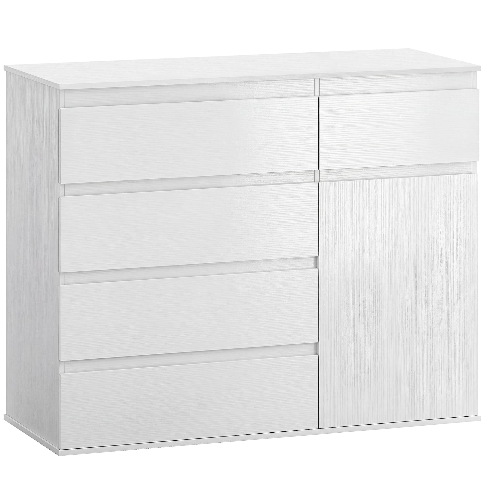 HOMCOM Buffet de sala, móvel de arrumação com 5 gavetas, prateleira ajustável e porta com fechamento suave, 100 x 40 x 80 cm, branco   Aosom