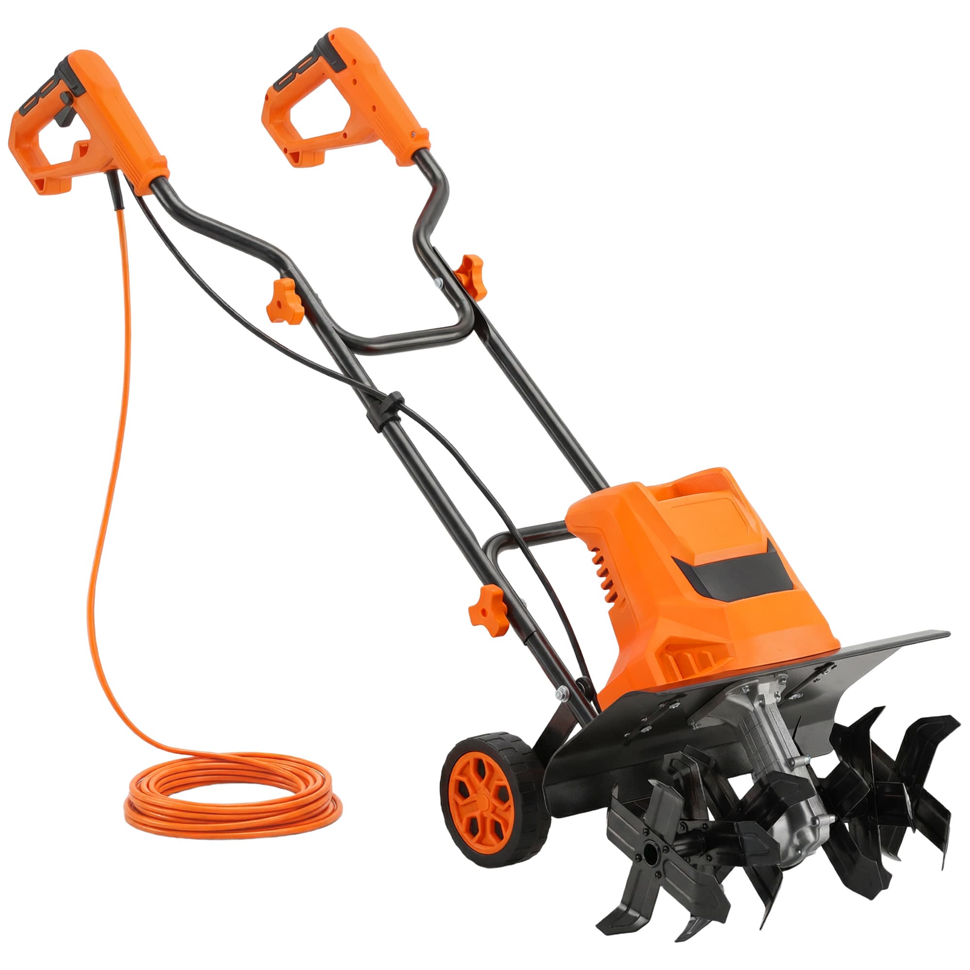 Outsunny Motocultivador elétrico 1500W com alça dobrável, largura de trabalho 40 cm, profundidade de lavra 9 cm, 6 lâminas, laranja   Aosom