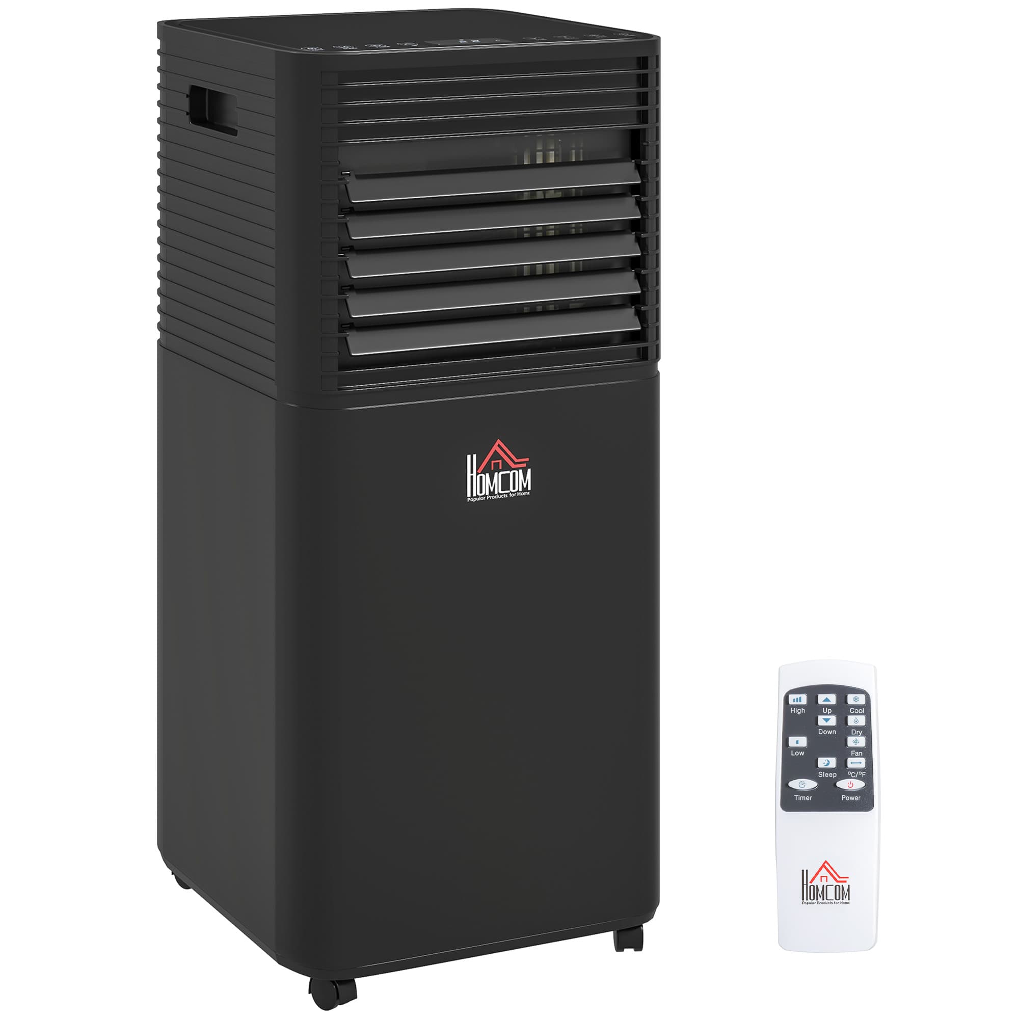 HOMCOM Ar condicionado portátil 7000 BTU com controle remoto, temporizador 24H, até 26 m², classe energética A, preto   Aosom Portugal